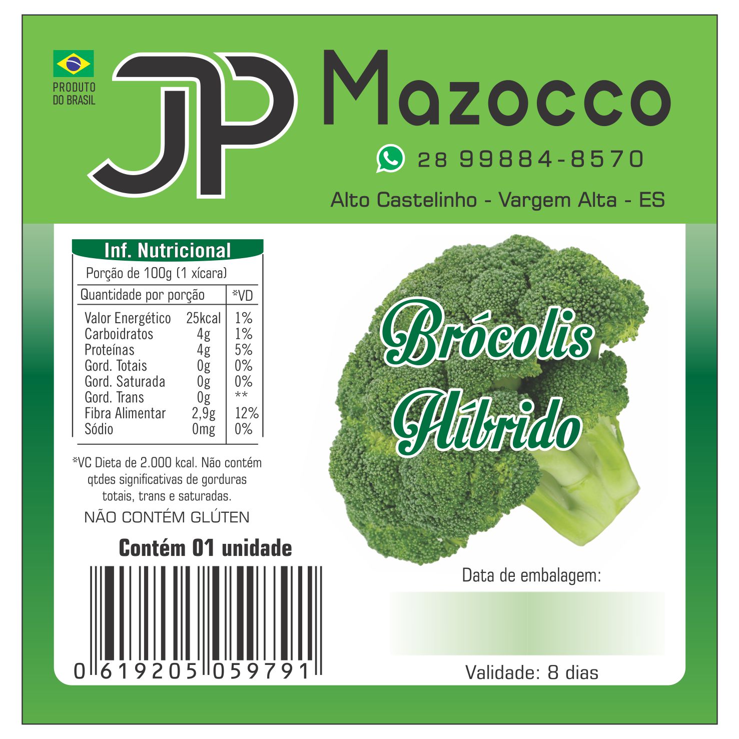 ETIQUETA 75X75/1 PERSON COUCHE ADESIVO JP MAZOCCO BROCOLIS HIBRIDO
