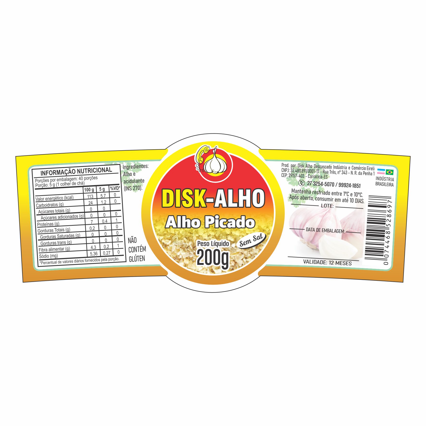 ETIQUETA 52X135/2 BOPP PEROLADO DISK ALHO ALHO PICADO 200G (500)K