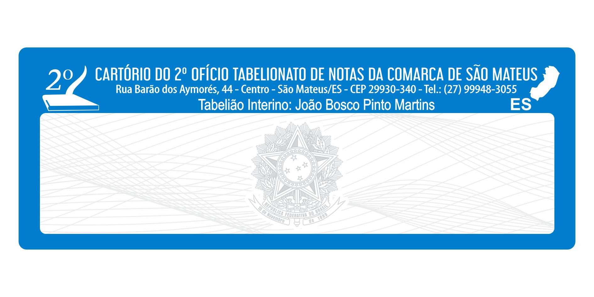 ETIQUETA 107X36/1 TERMOTRANS CARTÓRIO 2º OFICIO TAB DE NOTAS DA COMARCA DE SAO MATEUS -32MTS