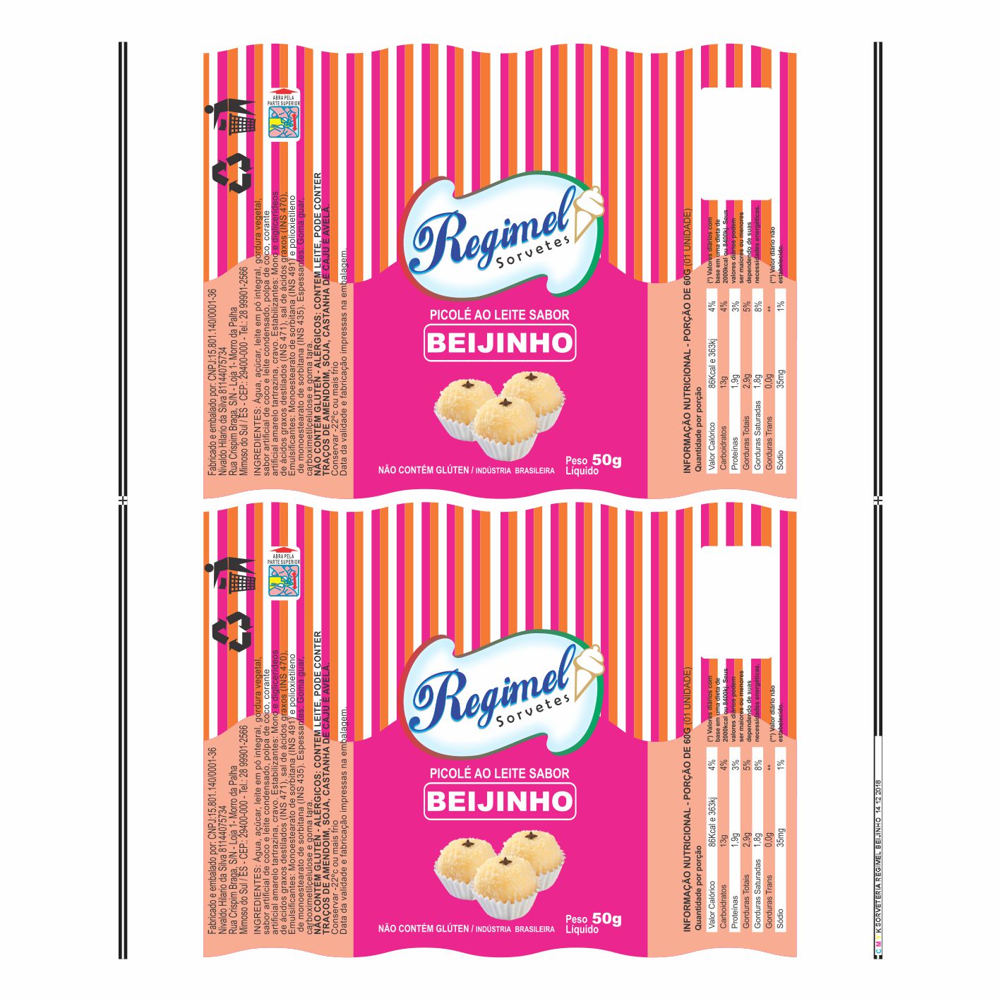 BOBINA BOPP LEITOSO PICOLE 6KG - REGIMEL BEIJINHO BOBINA BOPP LEITOSO PICOLE 6KG - REGIMEL BEIJINHO