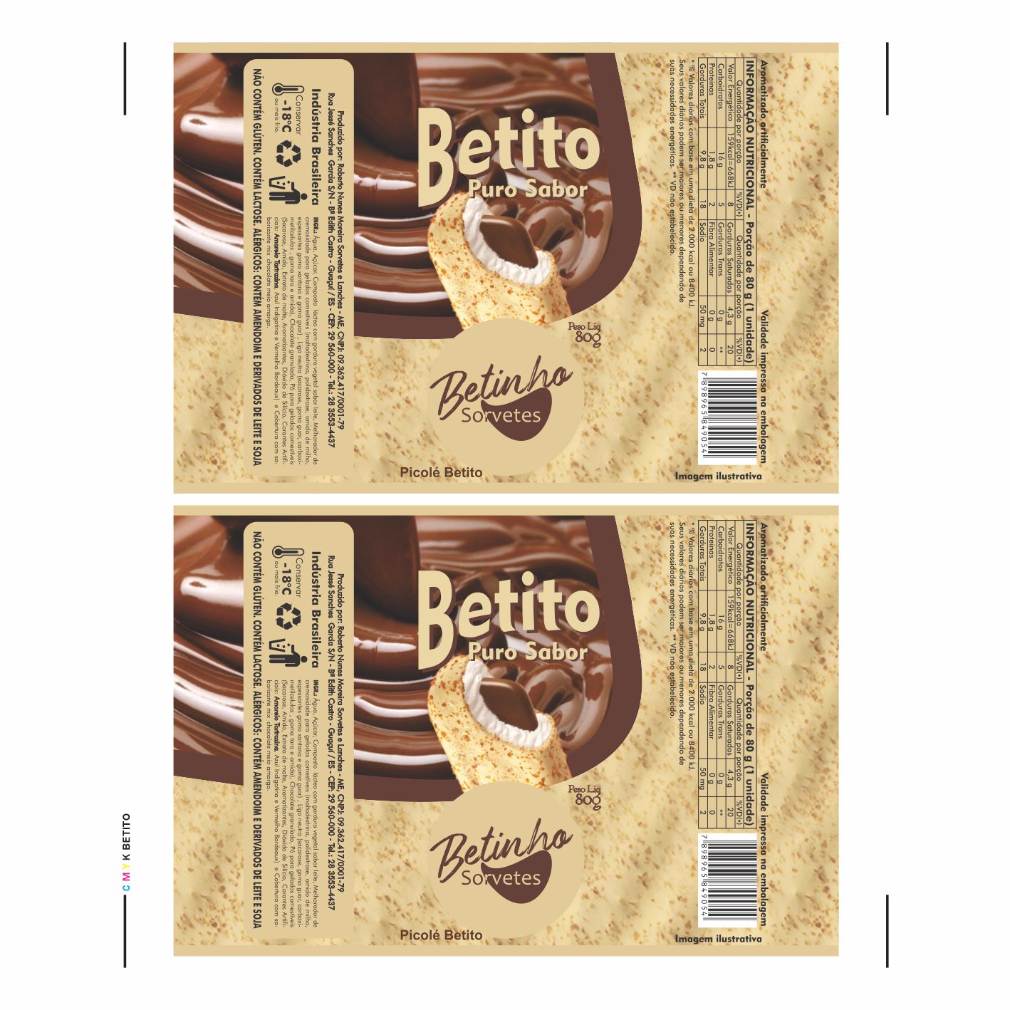 BOBINA BOPP LEITOSO PICOLE 6KG - BETINHO SORVETES BETITO BOBINA BOPP LEITOSO PICOLE 6KG - BETINHO SORVETES BETITO
