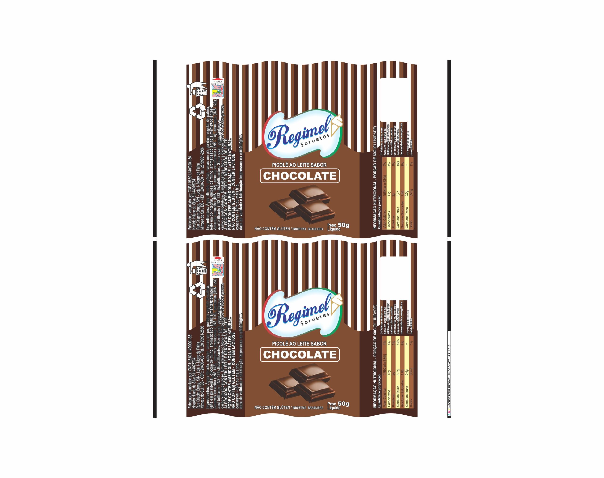 BOBINA BOPP LEITOSO PICOLE 6KG - REGIMEL CHOCOLATE BOBINA BOPP LEITOSO PICOLE 6KG - REGIMEL CHOCOLATE