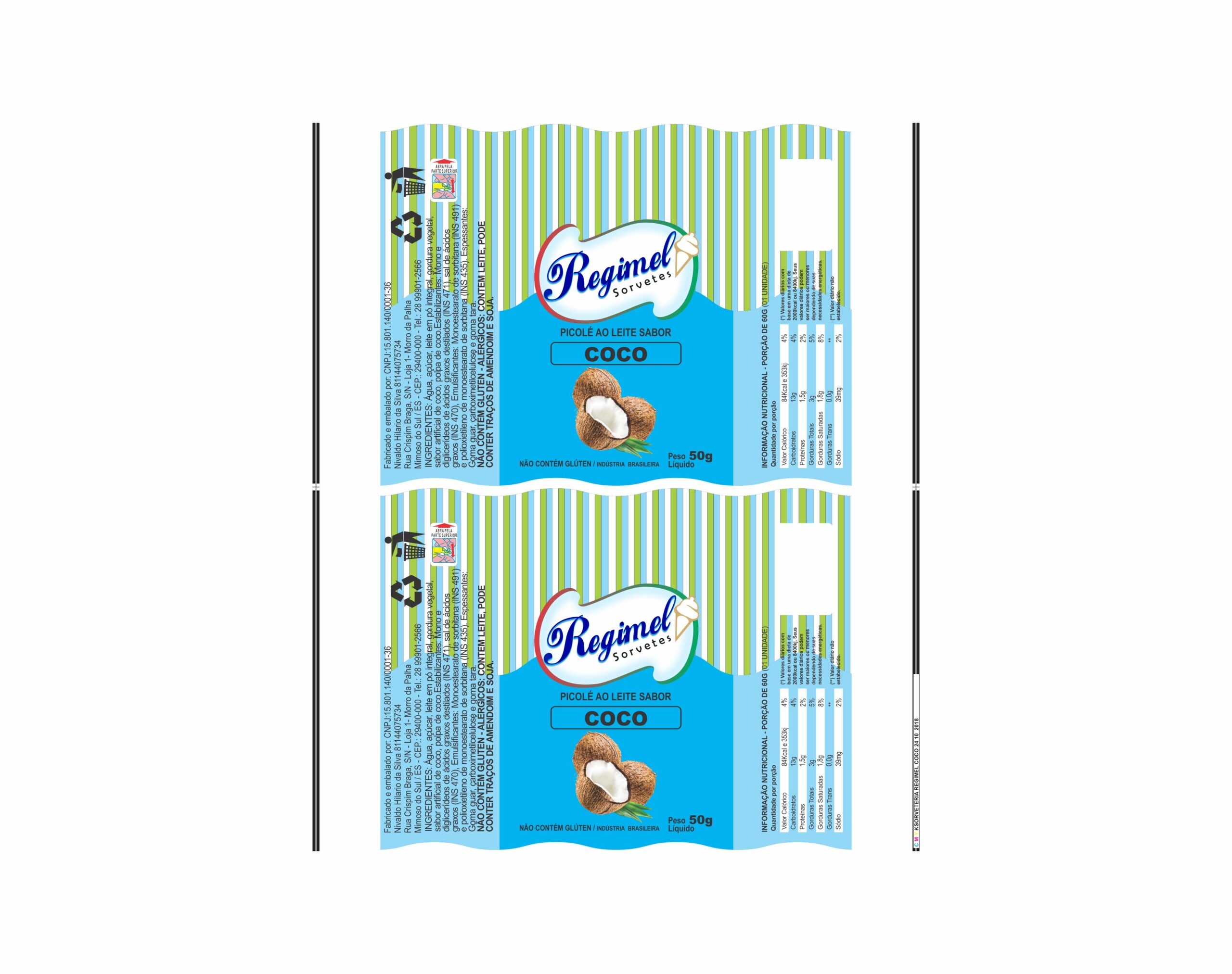 BOBINA BOPP LEITOSO PICOLE 6KG - REGIMEL COCO BOBINA BOPP LEITOSO PICOLE 6KG - REGIMEL COCO