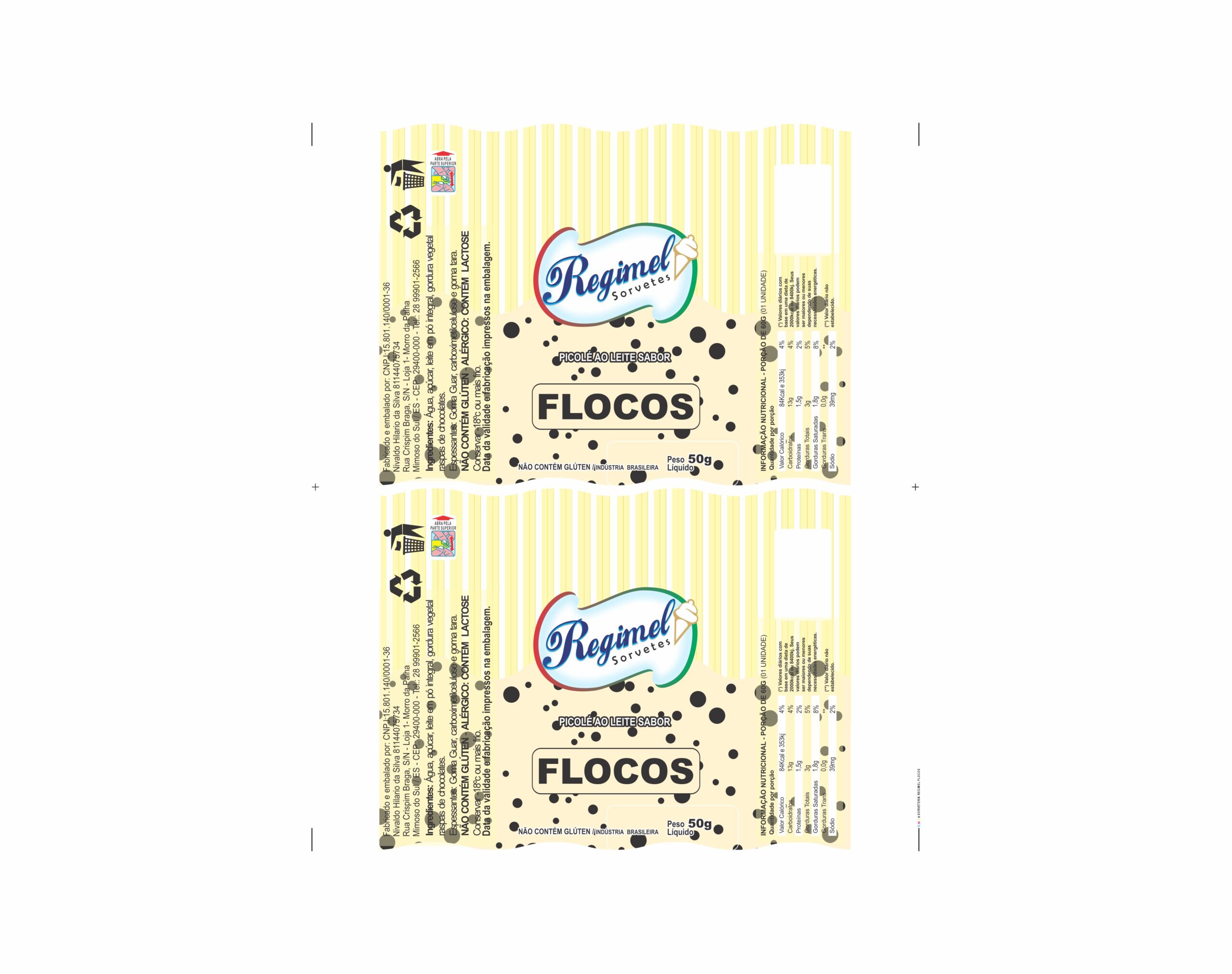 BOBINA BOPP LEITOSO PICOLE 6KG - REGIMEL FLOCOS BOBINA BOPP LEITOSO PICOLE 6KG - REGIMEL FLOCOS