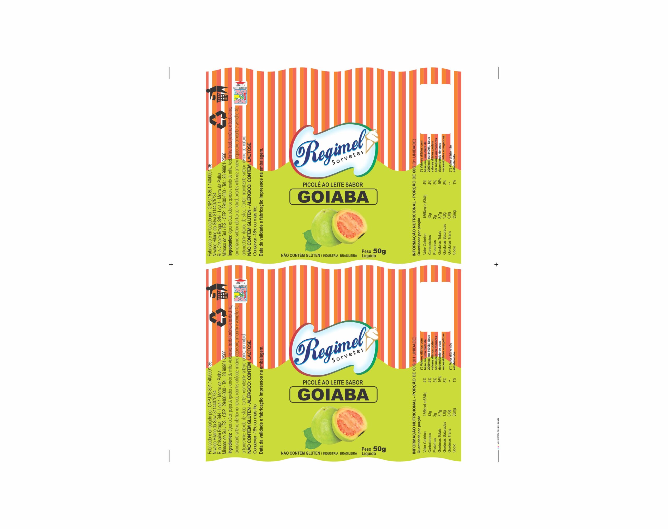 BOBINA BOPP LEITOSO PICOLE 6KG - REGIMEL GOIABA AO LEITE BOBINA BOPP LEITOSO PICOLE 6KG - REGIMEL GOIABA AO LEITE