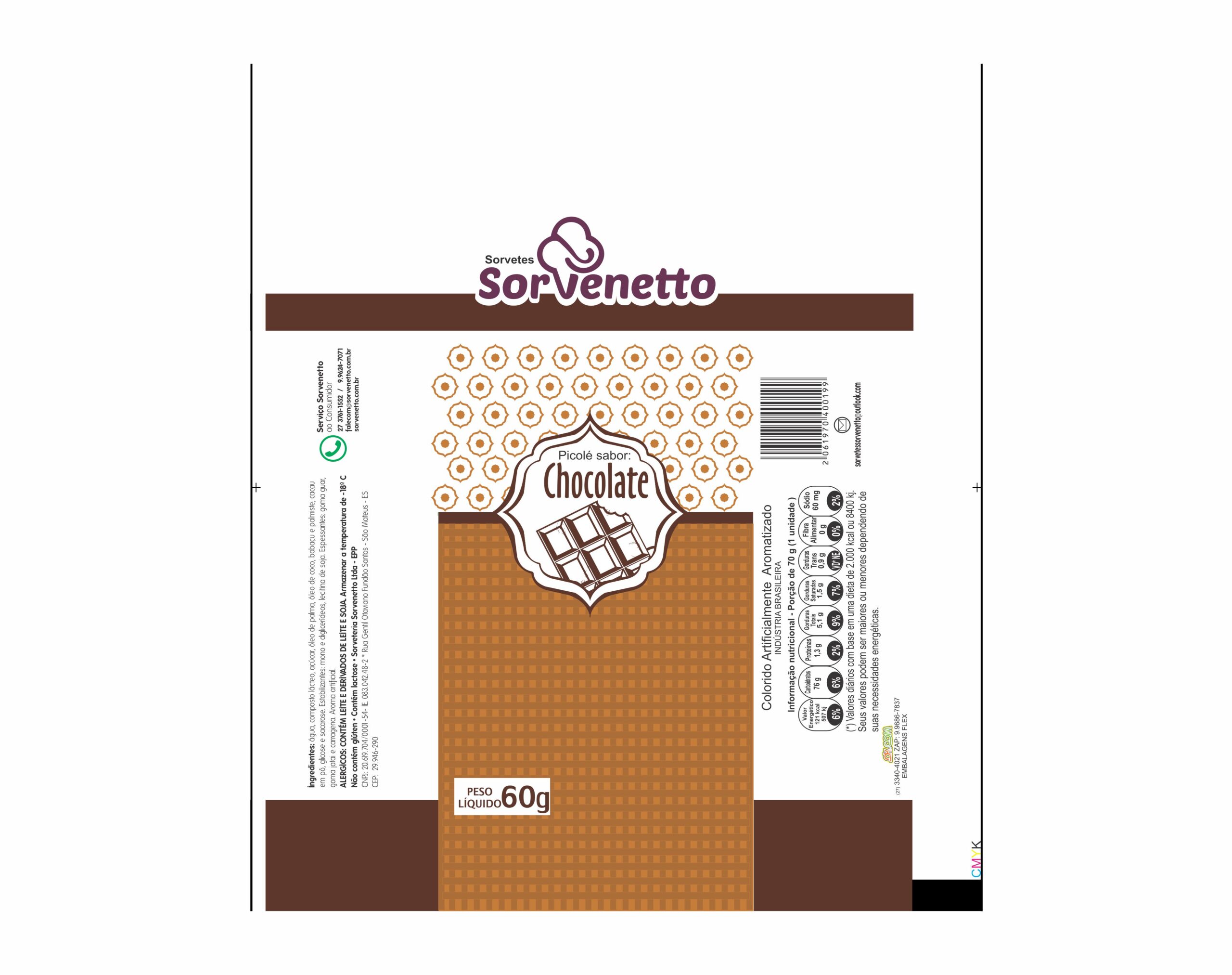 BOBINA BOPP LEITOSO PICOLE 6KG - SORVENETTO CHOCOLATE BOBINA BOPP LEITOSO PICOLE 6KG - SORVENETTO CHOCOLATE