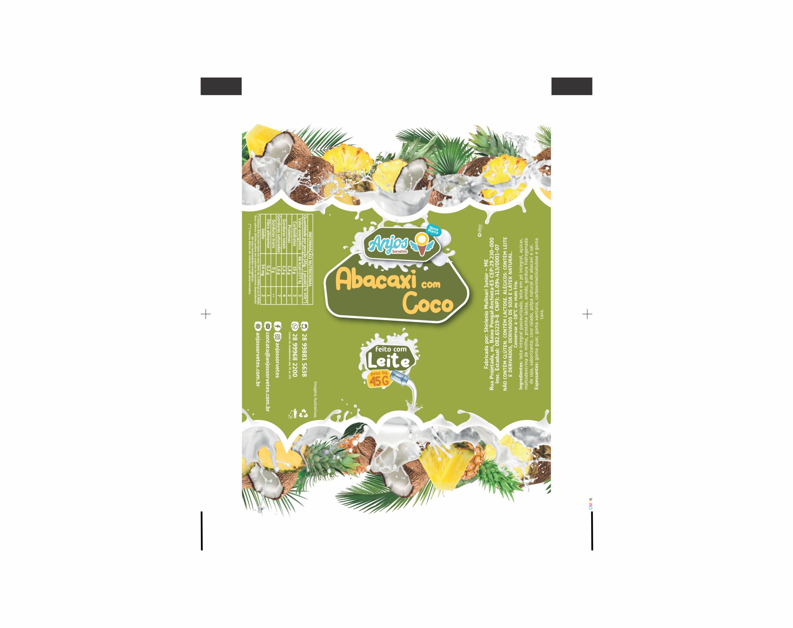 BOBINA BOPP LEITOSO PICOLE 6KG - SORVETES ANJOS ABACAXI COM COCO BOBINA BOPP LEITOSO PICOLE 6KG - SORVETES ANJOS ABACAXI COM COCO