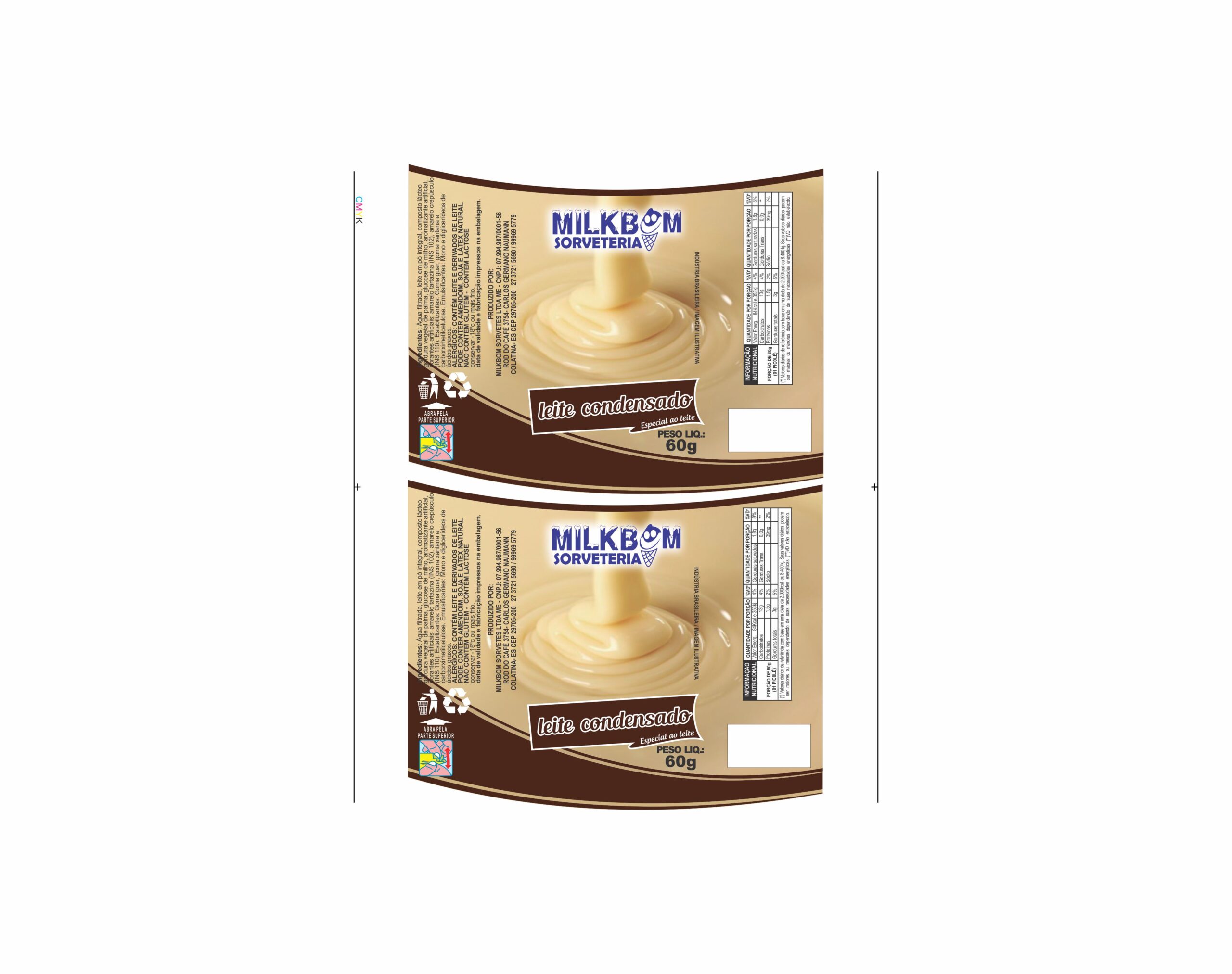 BOBINA BOPP LEITOSO PICOLE 6KG - SORVETES MILK BOM LEITE CONDENSADO