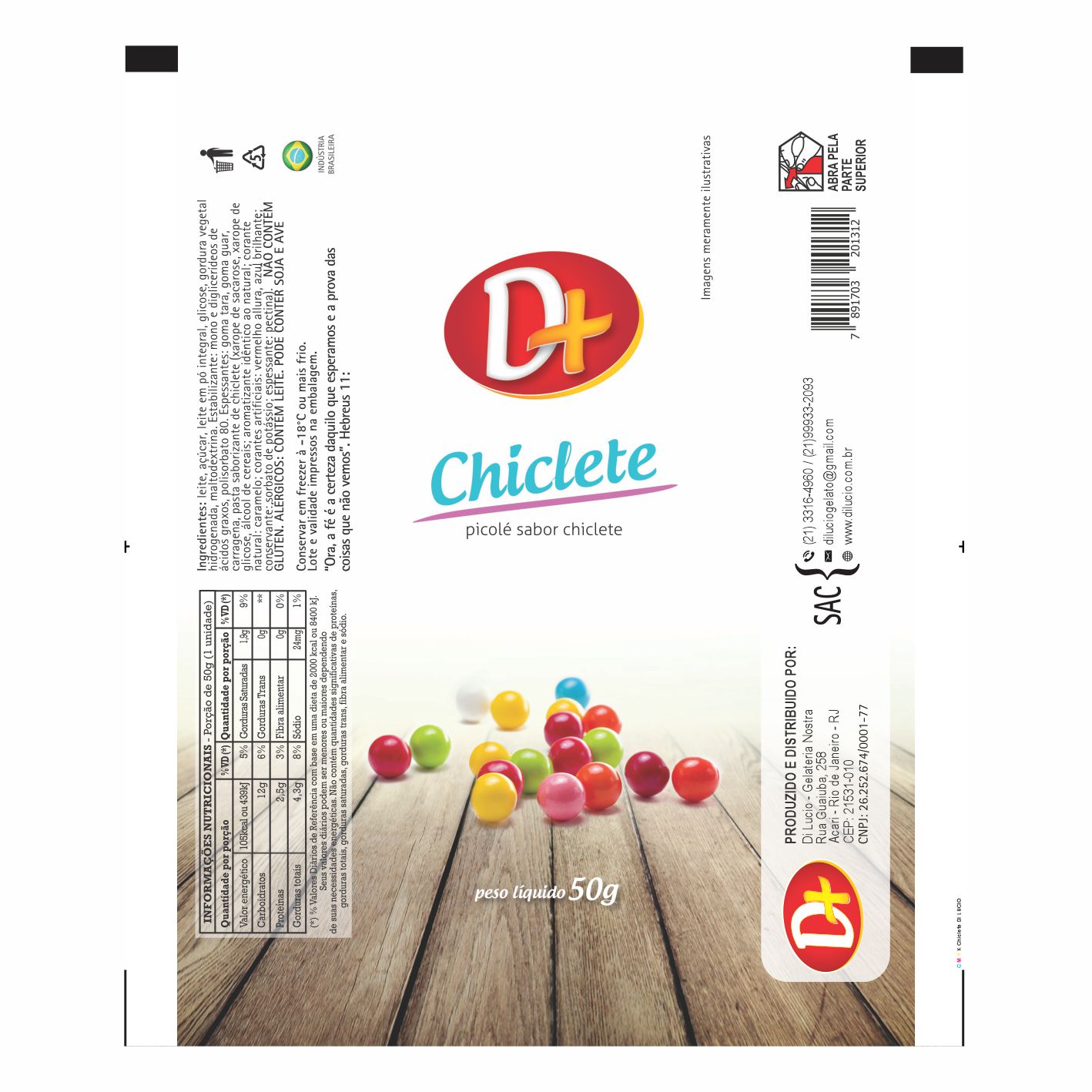 BOBINA BOPP LEITOSO PICOLE 6KG - DI LUCIO CHICLETE BOBINA BOPP LEITOSO PICOLE 6KG - DI LUCIO CHICLETE