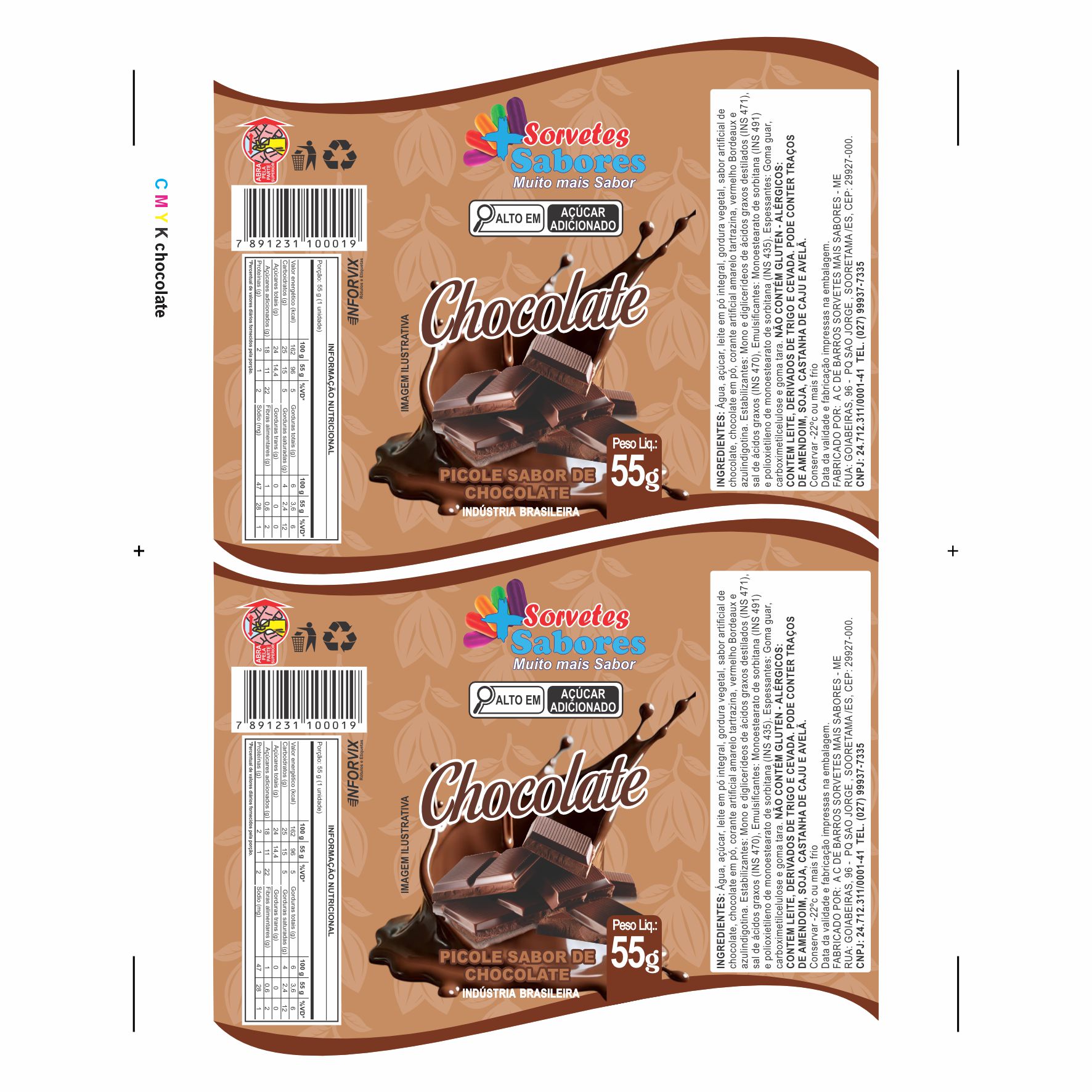 BOBINA BOPP LEITOSO PICOLÉ 6KG + SABORES CHOCOLATE BOBINA BOPP LEITOSO PICOLÉ 6KG + SABORES CHOCOLATE