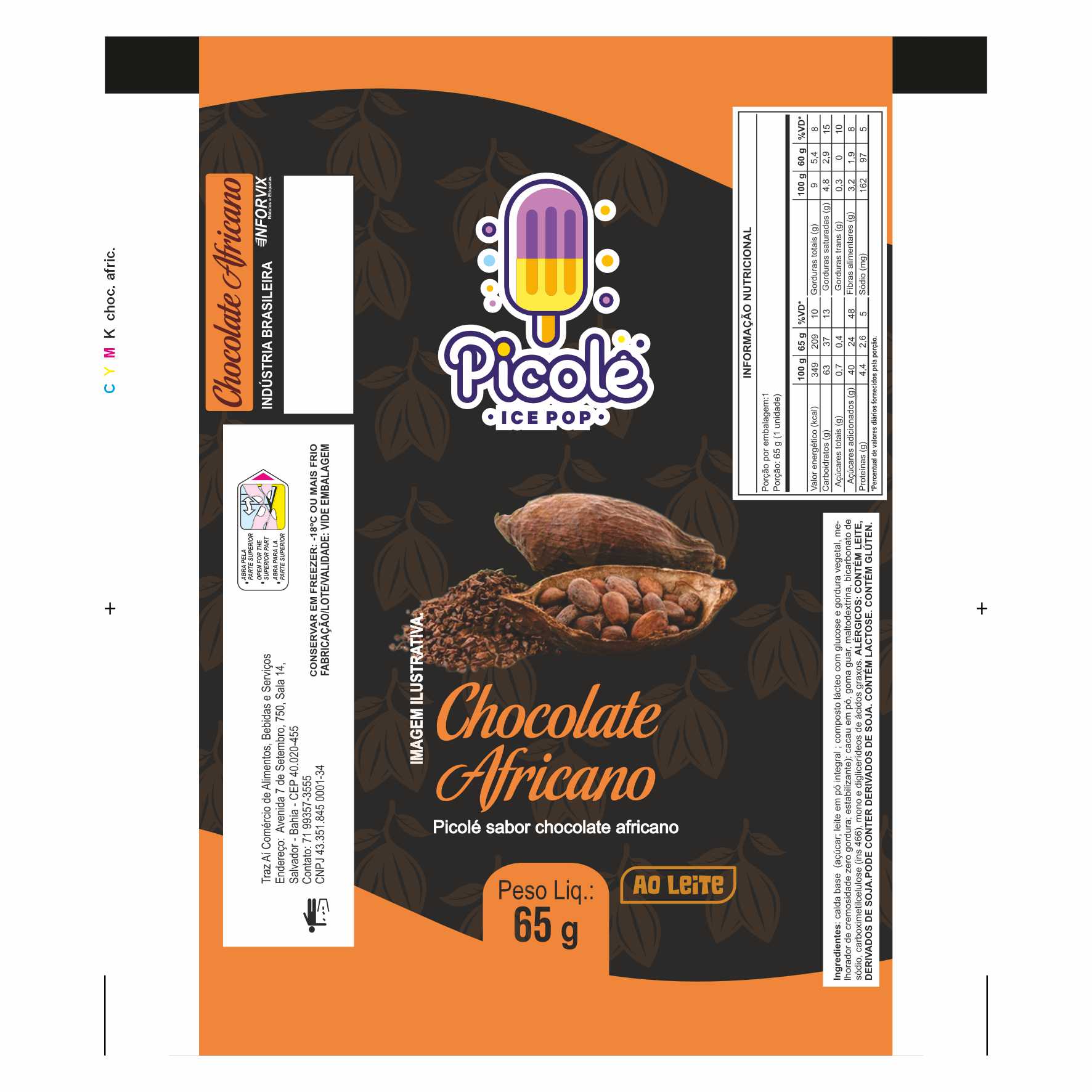BOBINA BOPP LEITOSO PICOLÉ 6KG ICE POP CHOCOLATE AFRICANO BOBINA BOPP LEITOSO PICOLÉ 6KG ICE POP CHOCOLATE AFRICANO