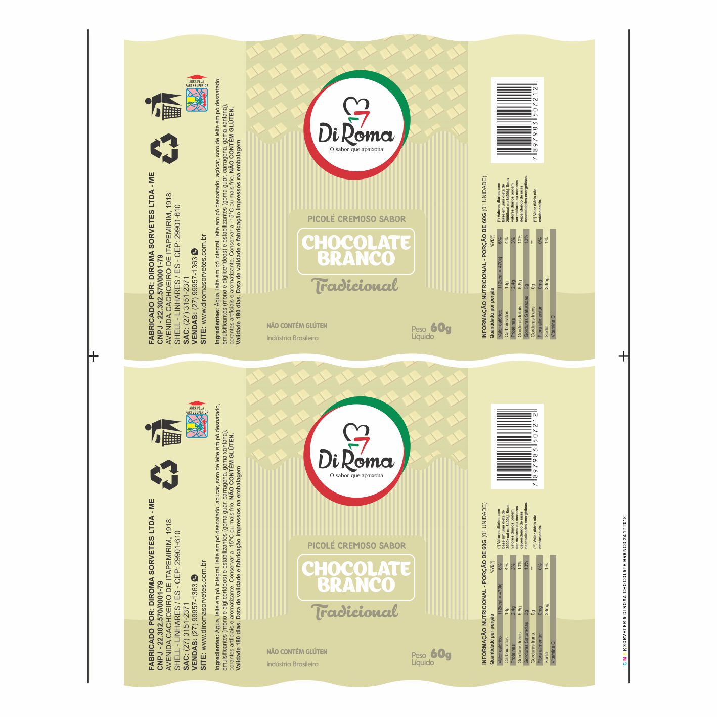 BOBINA BOPP LEITOSO PICOLE 6KG - REGIMEL CHOCOLATE BRANCO BOBINA BOPP LEITOSO PICOLE 6KG - REGIMEL CHOCOLATE BRANCO