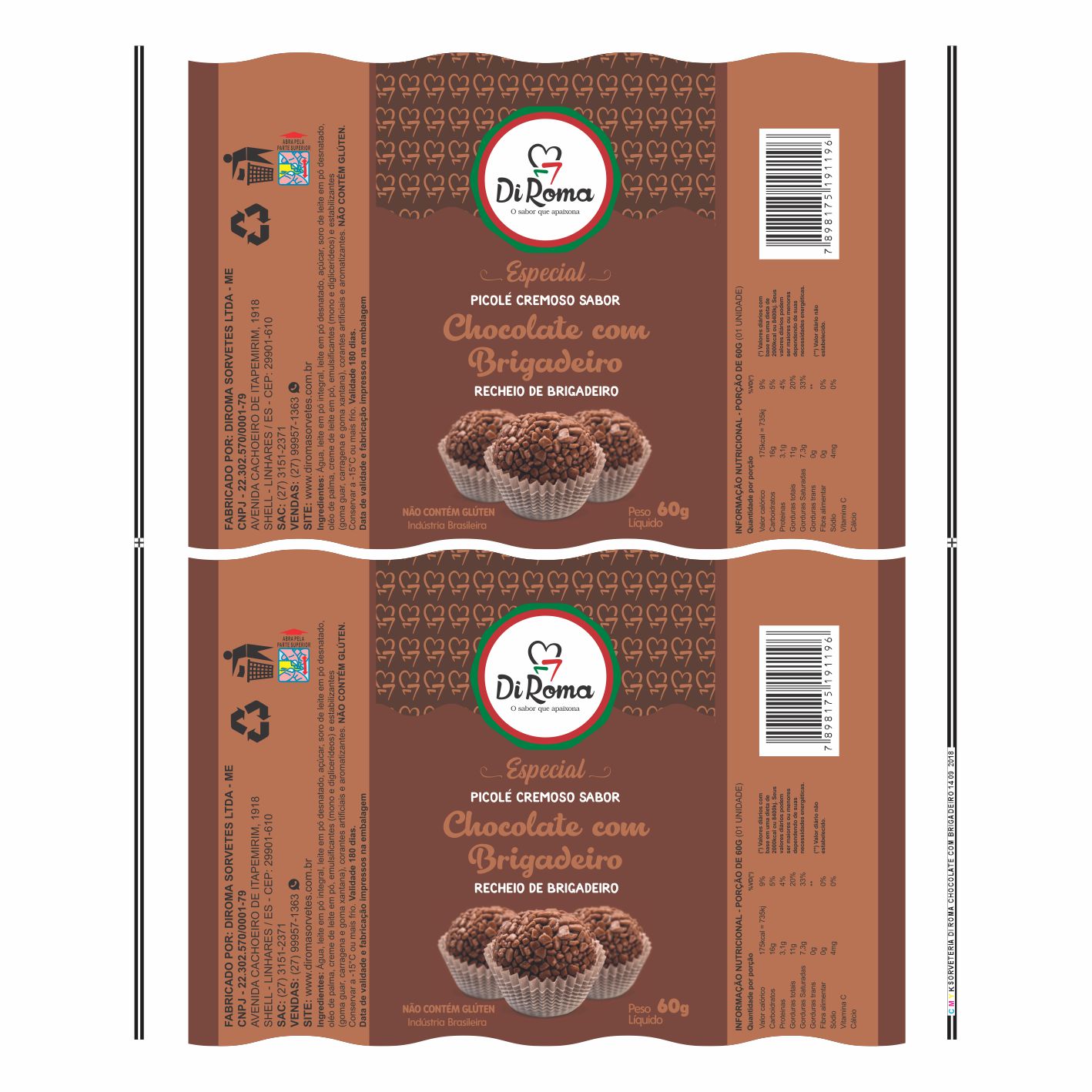 BOBINA BOPP LEITOSO PICOLE 6KG - DI ROMA CHOCOLATE COM BRIGADEIRO BOBINA BOPP LEITOSO PICOLE 6KG - DI ROMA CHOCOLATE COM BRIGADEIRO
