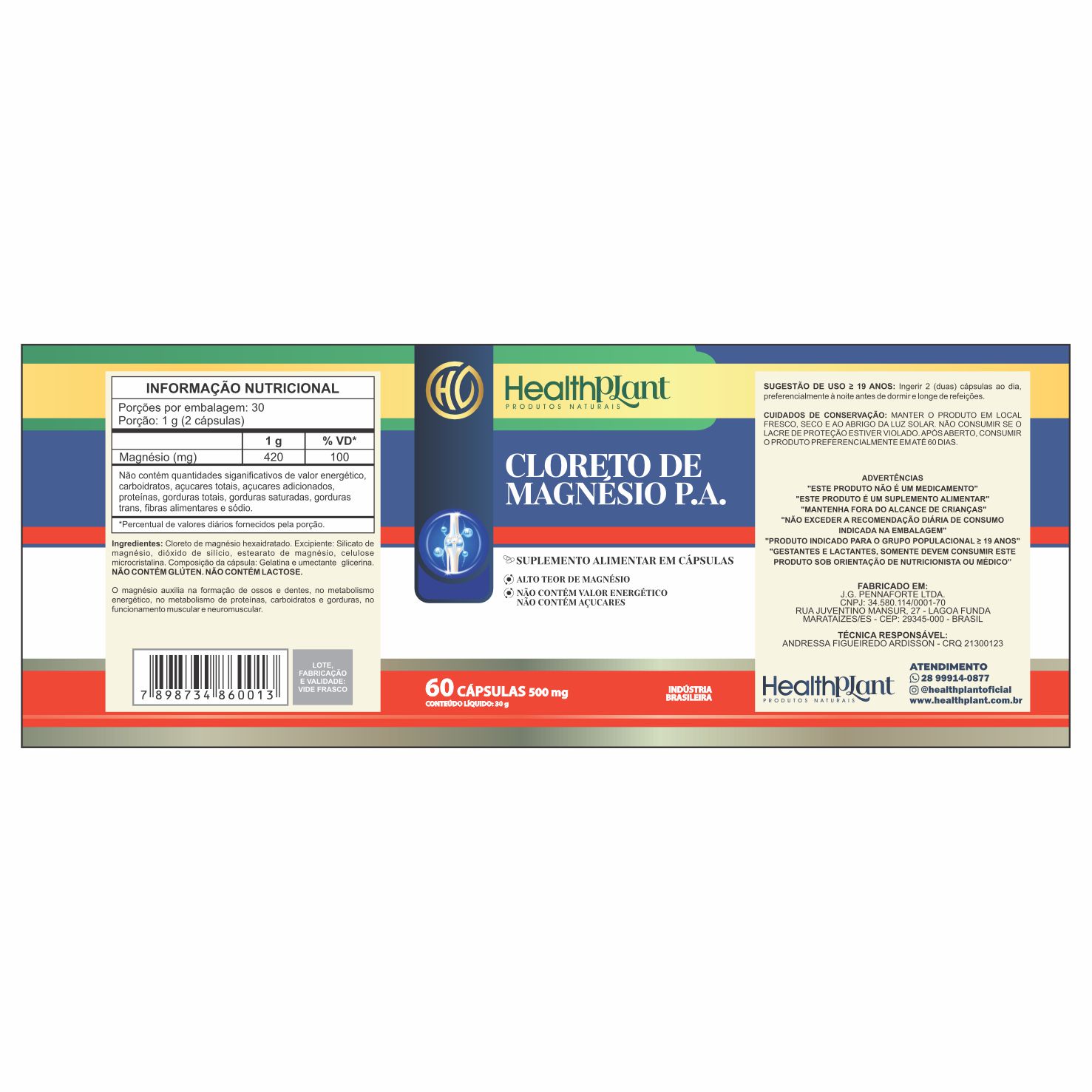 ETIQUETA 70X187 PERSON BOPP METALIZADO HEALTHPLANT CLORETO DE MAGNESIO PA 60CAPS (500UNID)K ETIQUETA 70X187 PERSON BOPP METALIZADO HEALTHPLANT CLORETO DE MAGNESIO PA 60CAPS (500UNID)K