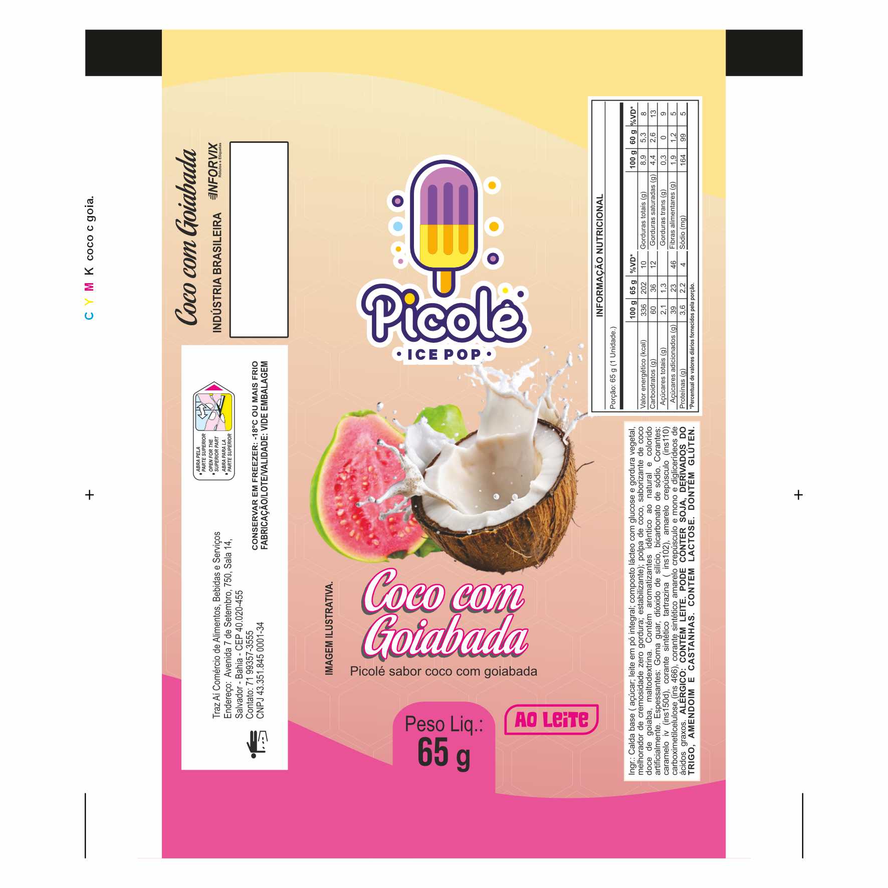 BOBINA BOPP LEITOSO PICOLÉ 6KG ICE POP COCO COM GOIABA BOBINA BOPP LEITOSO PICOLÉ 6KG ICE POP COCO COM GOIABA