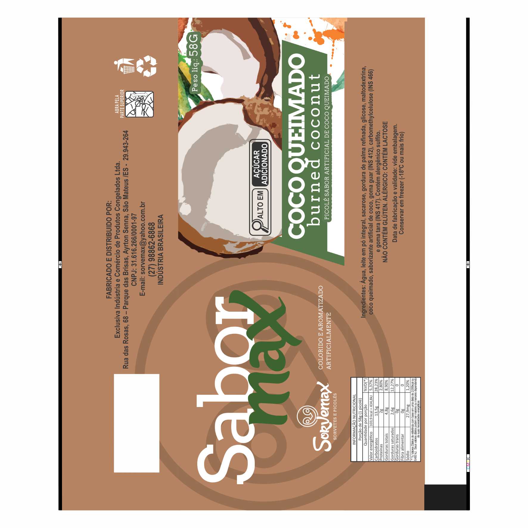 BOBINA BOPP LEITOSO PICOLÉ 6KG - SORVEMAX COCO QUEIMADO BOBINA BOPP LEITOSO PICOLÉ 6KG - SORVEMAX COCO QUEIMADO
