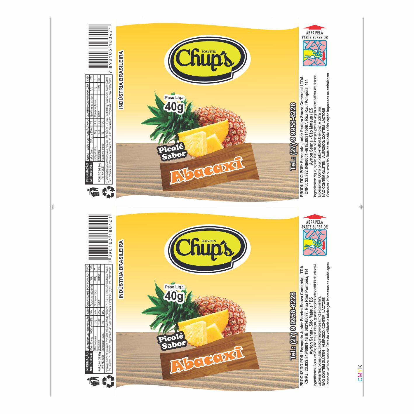 BOBINA BOPP LEITOSO PICOLÉ 6KG - CHUPS ABACAXI BOBINA BOPP LEITOSO PICOLÉ 6KG - CHUPS ABACAXI