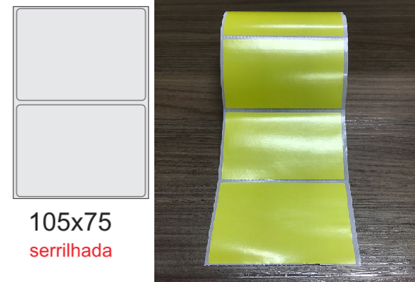 ETIQUETA 105X75/1 COUCHE ADESIVA AMARELA/SERRILHADA-32MTS
