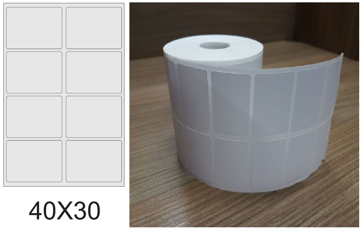 ETIQUETA 40X30/2 COUCHE DUPLO ADESIVO-33MTS