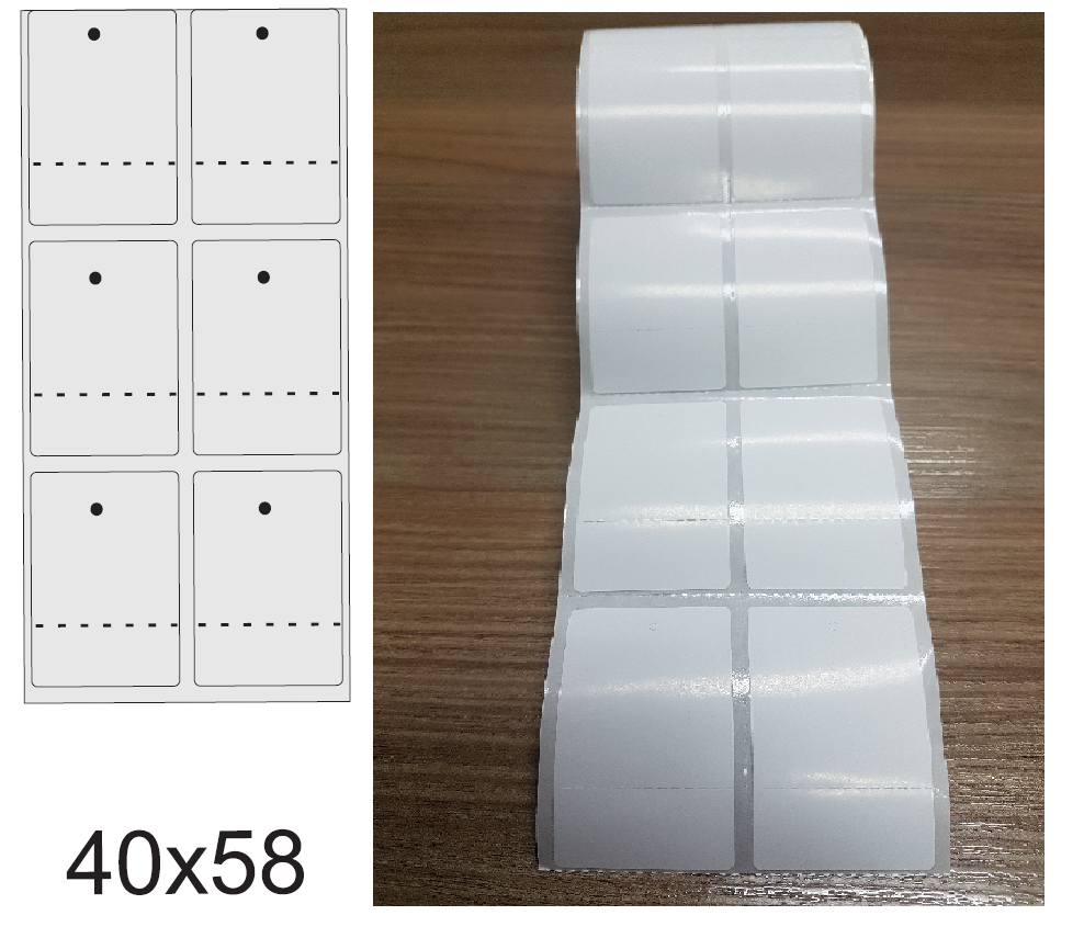 ETIQUETA 40X58/2 TAG/ADESIVA/F.CIMA/ SERRILHA/SERRILHADA-32MTS