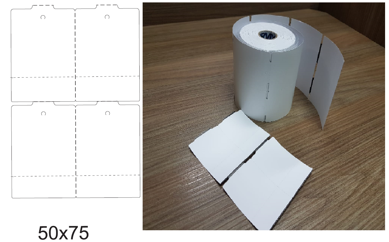 ETIQUETA 50X75/2 TAG/NAO ADESIVA/ARRED/ SERRILHA/C.TARJA/F.CIMA-32MTS