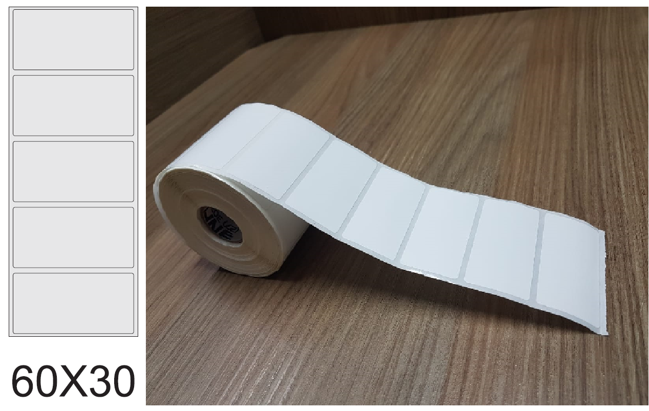 ETIQUETA 60X30/1 COUCHE ADESIVA-33MTS ETIQUETA 60X30/1 COUCHE ADESIVA-33MTS