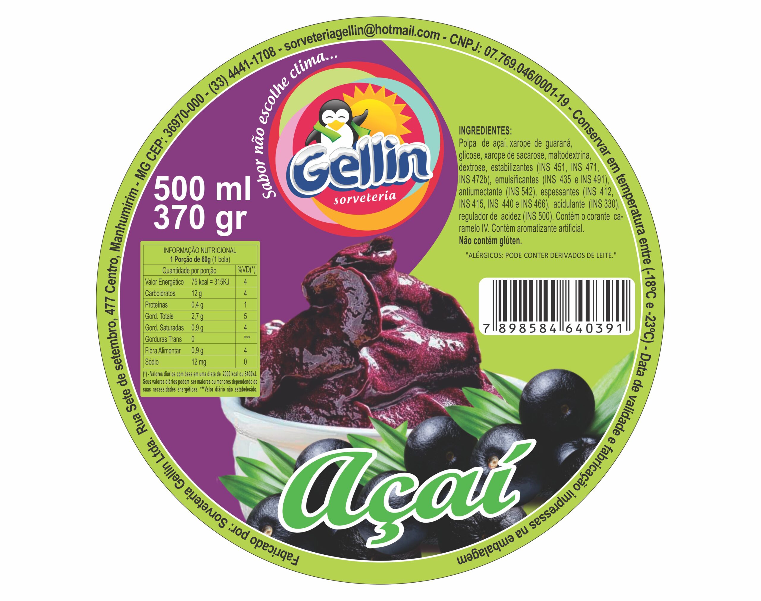ETIQUETA 80MM DE DIAMETRO/COUCHE ADES/GELLIN AÇAI NATURAL 42MTS