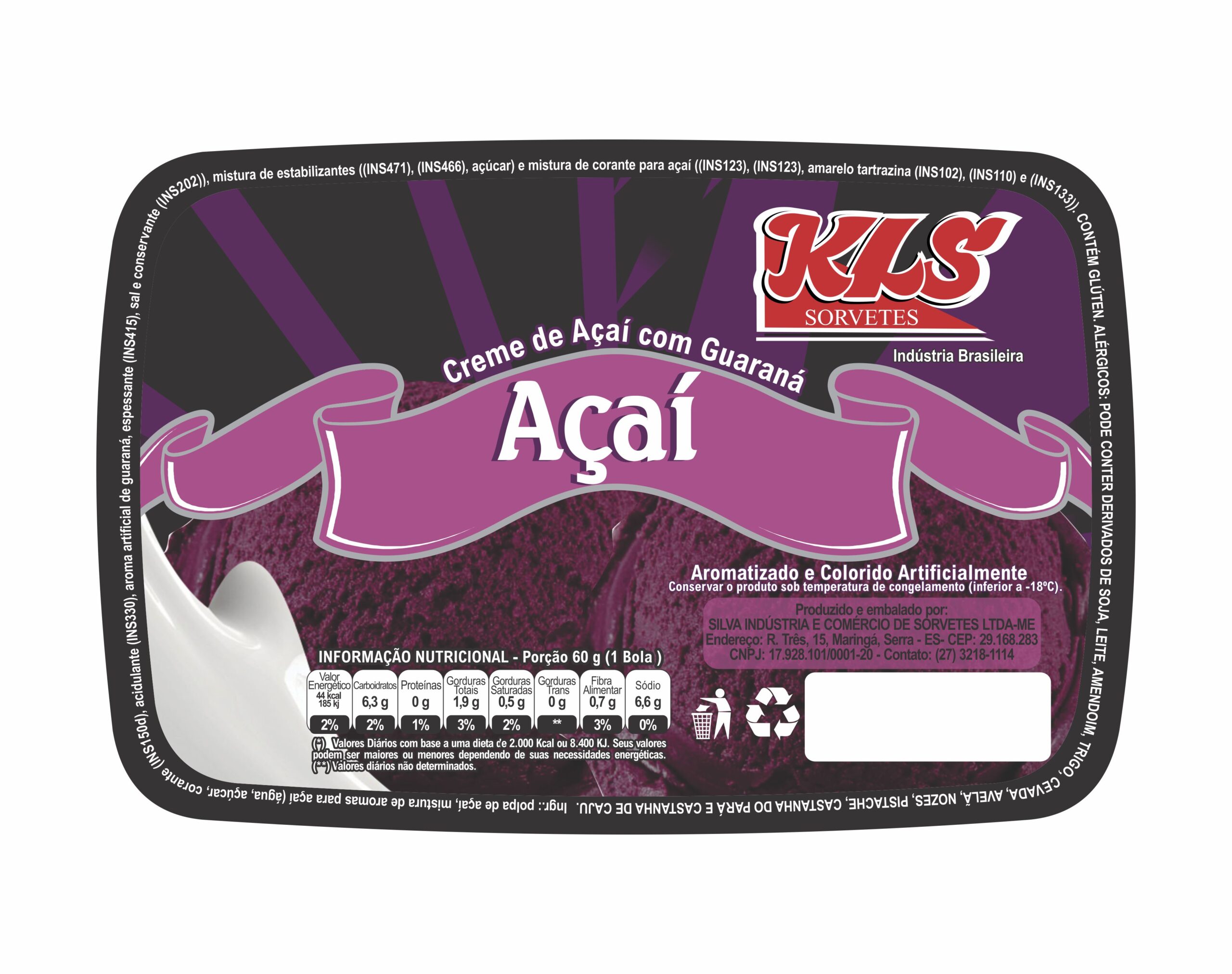 ETIQUETA 91X136/1 PERSONALIZADA/BOPP DURALYTE/KLS AÇAÍ-70,5MTS