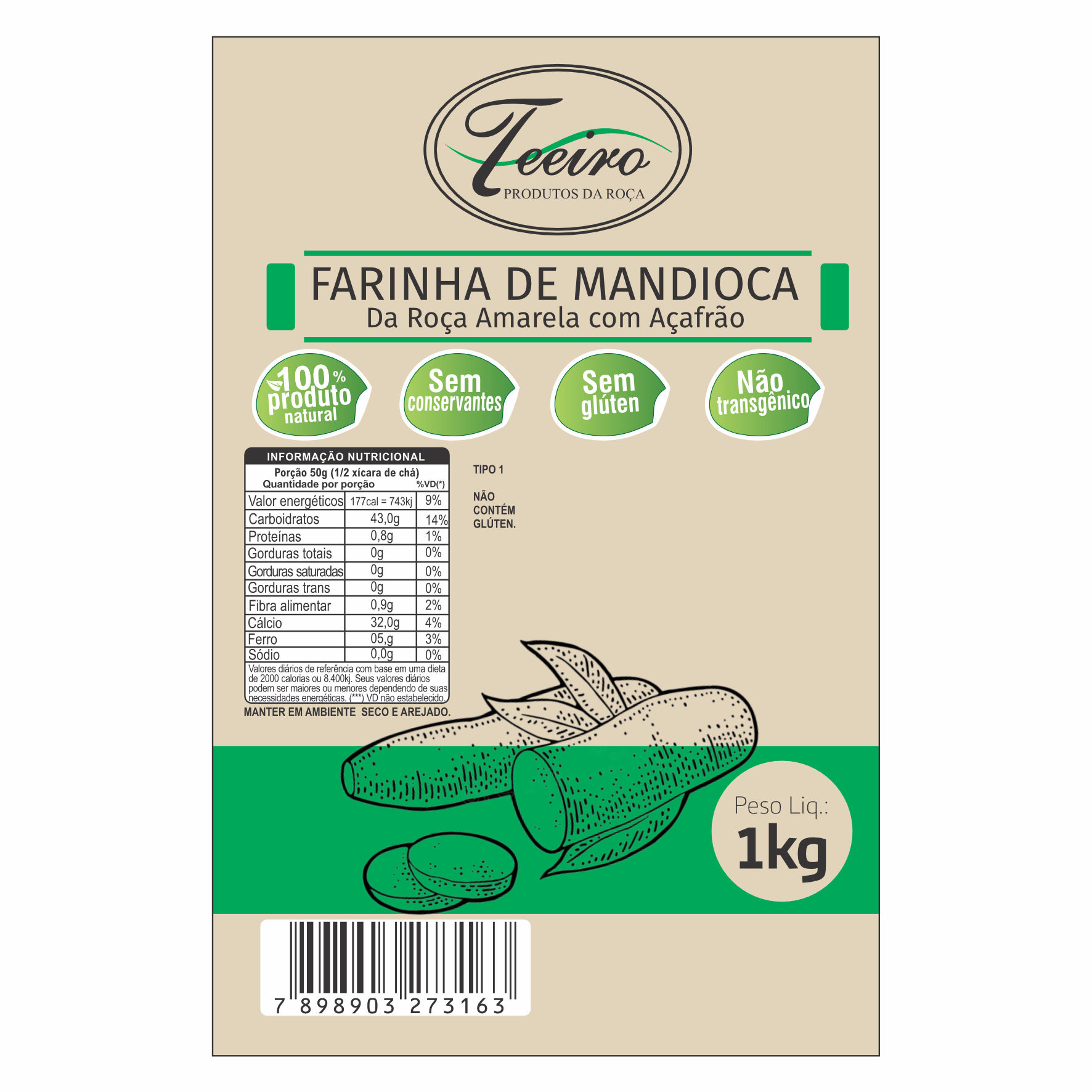 ETIQUETA 80X124/1 PERSON COUCHE ADESIVO TEEIRO FARINHA AMARELA 1KG - 127MTS