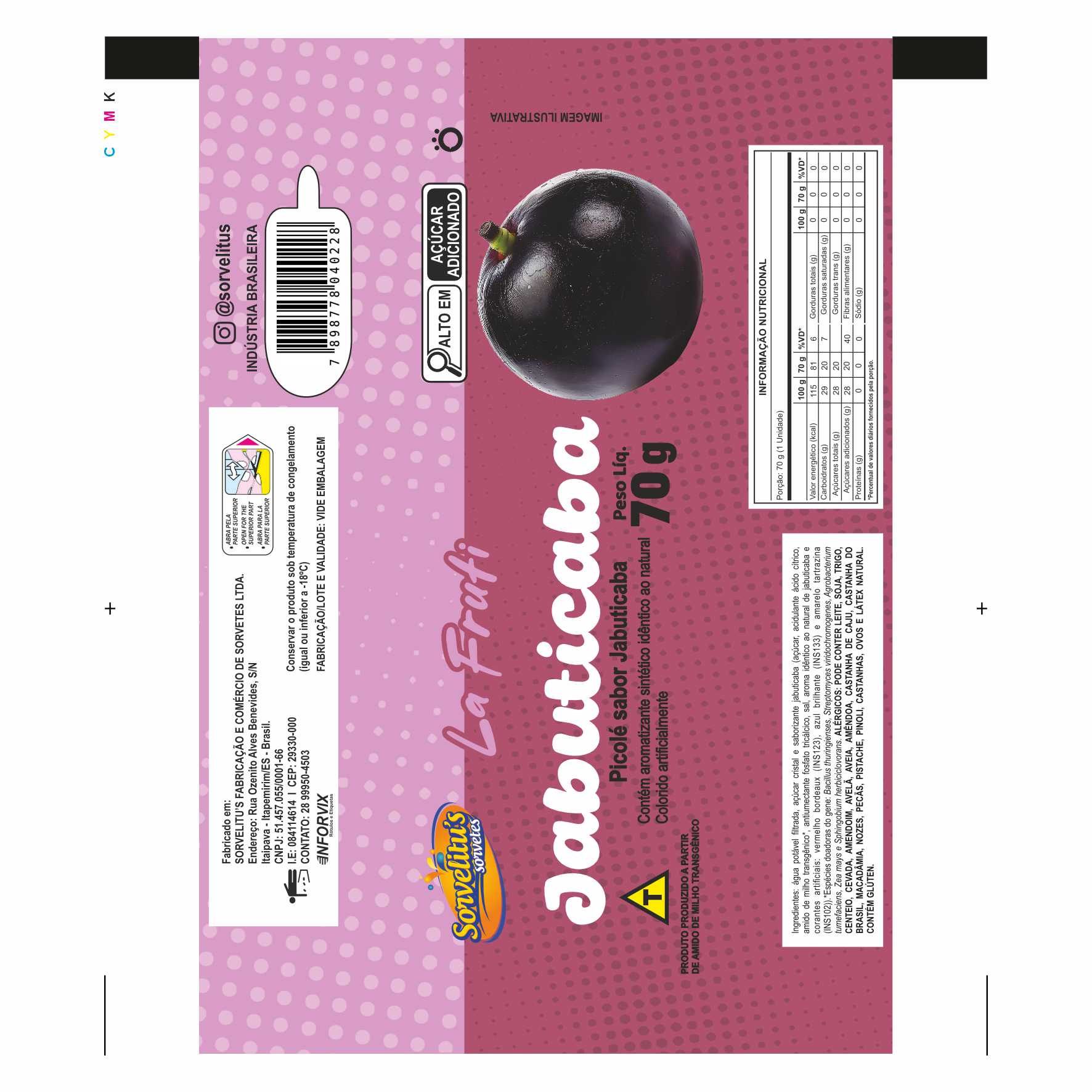 BOBINA BOPP LEITOSO PICOLÉ 6KG SORVELITUS JABUTICABA BOBINA BOPP LEITOSO PICOLÉ 6KG SORVELITUS JABUTICABA
