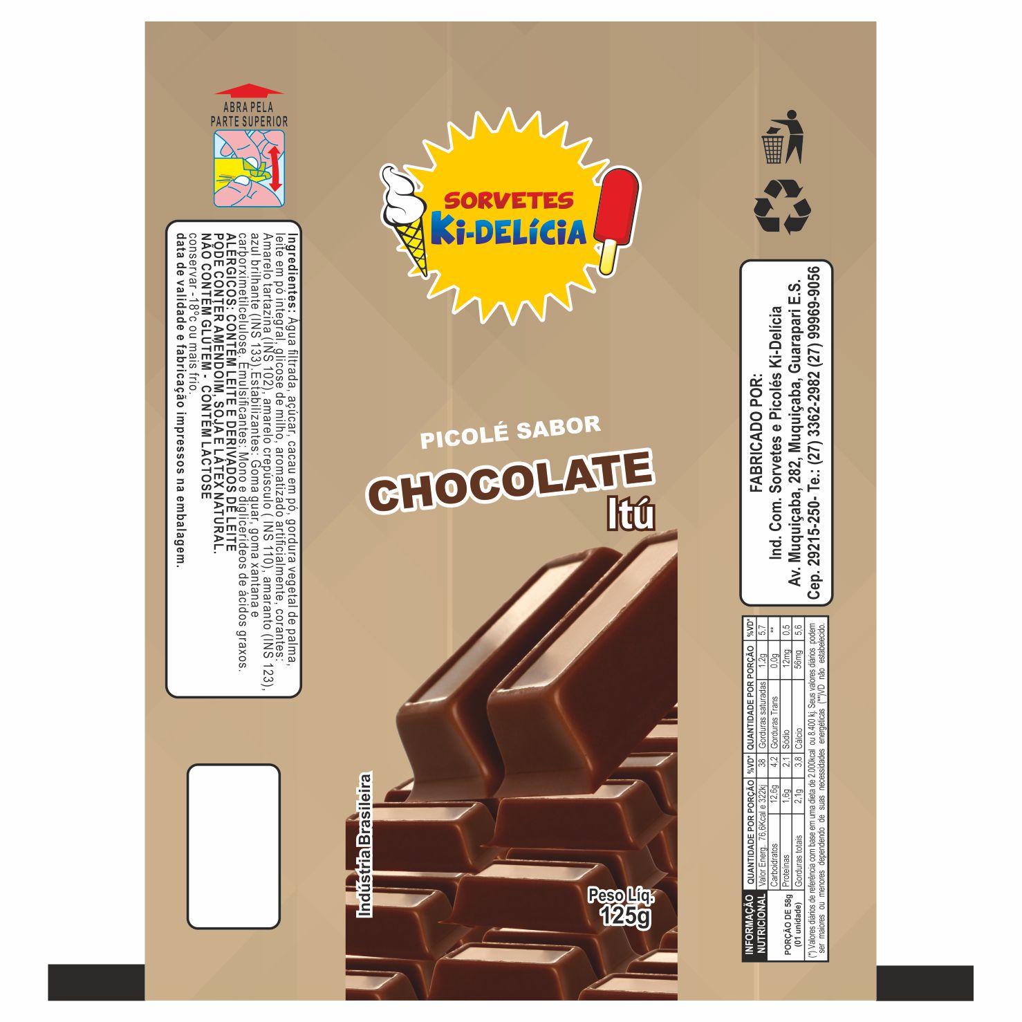 BOBINA BOPP LEITOSO PICOLE 6KG - KI DELICIA ITU CHOCOLATE BOBINA BOPP LEITOSO PICOLE 6KG - KI DELICIA ITU CHOCOLATE