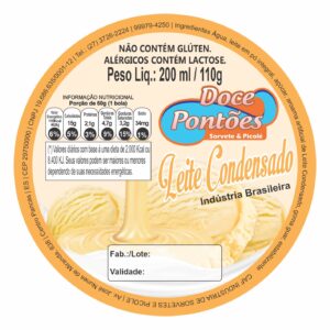 ETIQUETA 70MM DE DIAMETRO PERSONALIZADA/DOCE PONTOES LEITE CONDENSADO-32MTS