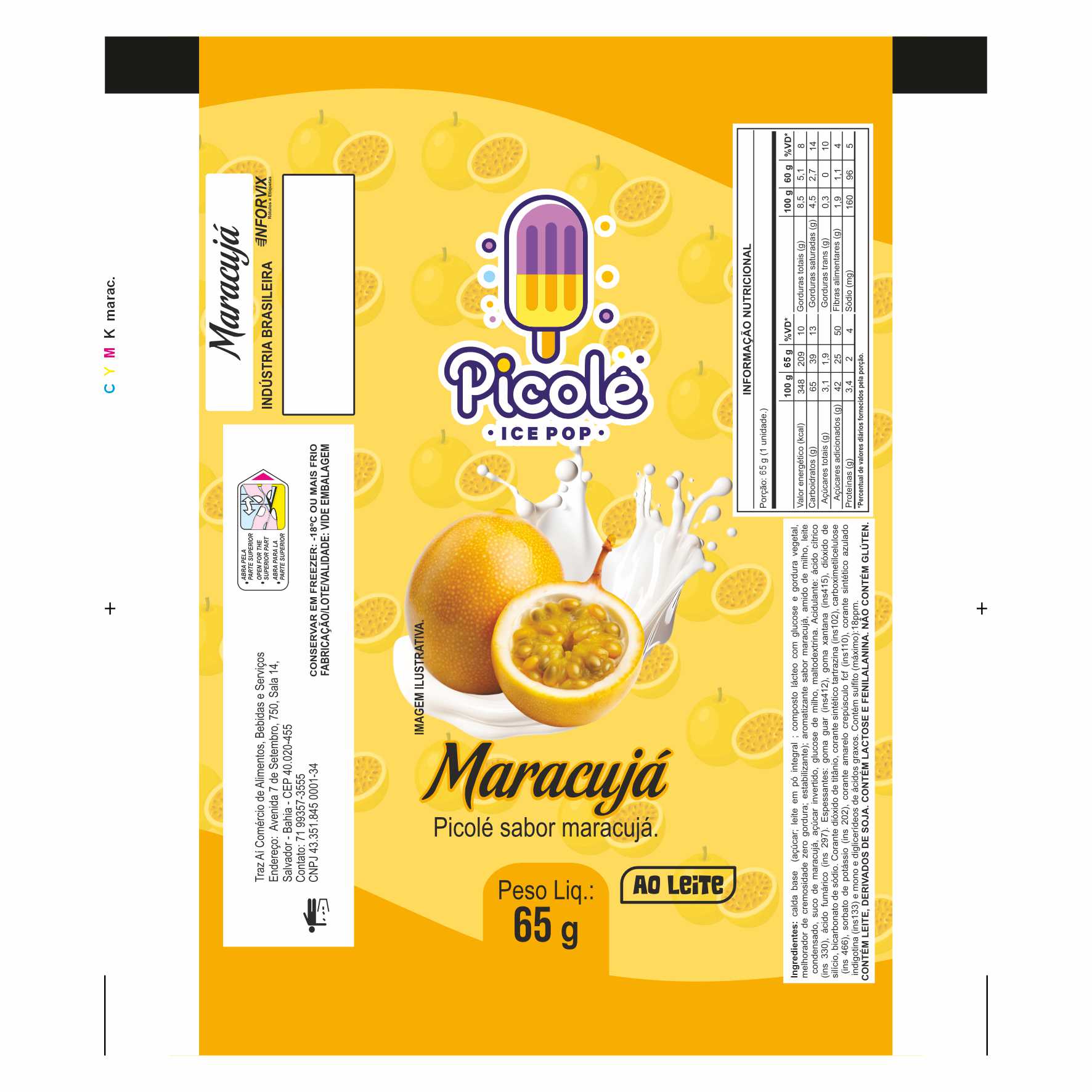 BOBINA BOPP LEITOSO PICOLÉ 6KG ICE POP MARACUJA BOBINA BOPP LEITOSO PICOLÉ 6KG ICE POP MARACUJA