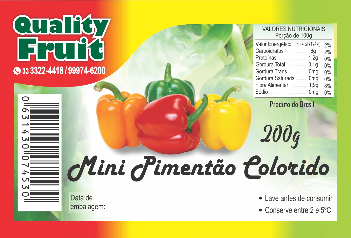 ETIQUETA 40X60/2 PERSON COUCHE ADES QUALITY FRUIT MINI PIMENTAO COLORIDO 200G-65MTS