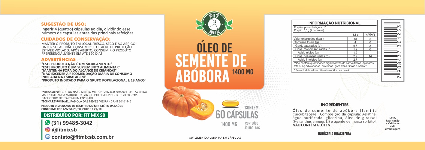 ETIQUETA 65X182 PERSON BOPP METALIZADO FITMIX OLEO DE SEMENTE DE ABOBORA 60CAPS (500UNID)K