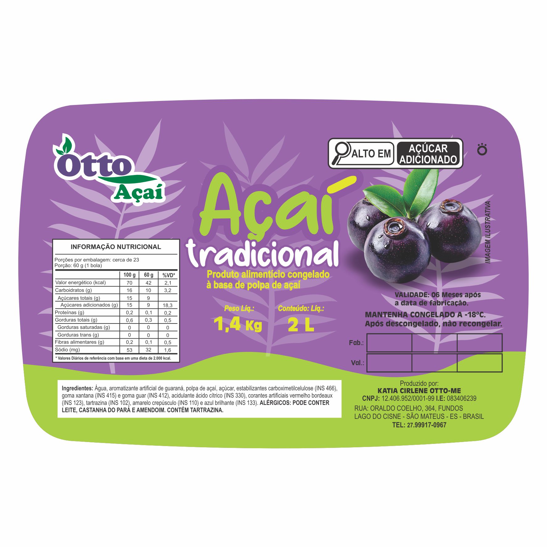 ETIQUETA 91X136/1 BOPP DURALYTE OTTO AÇAI 2L-70,5MTS