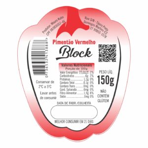 ETIQUETA 45X55/1 COUCHE/PIMENTAO VERMELHO BLOCK 150G (1000UNID)K