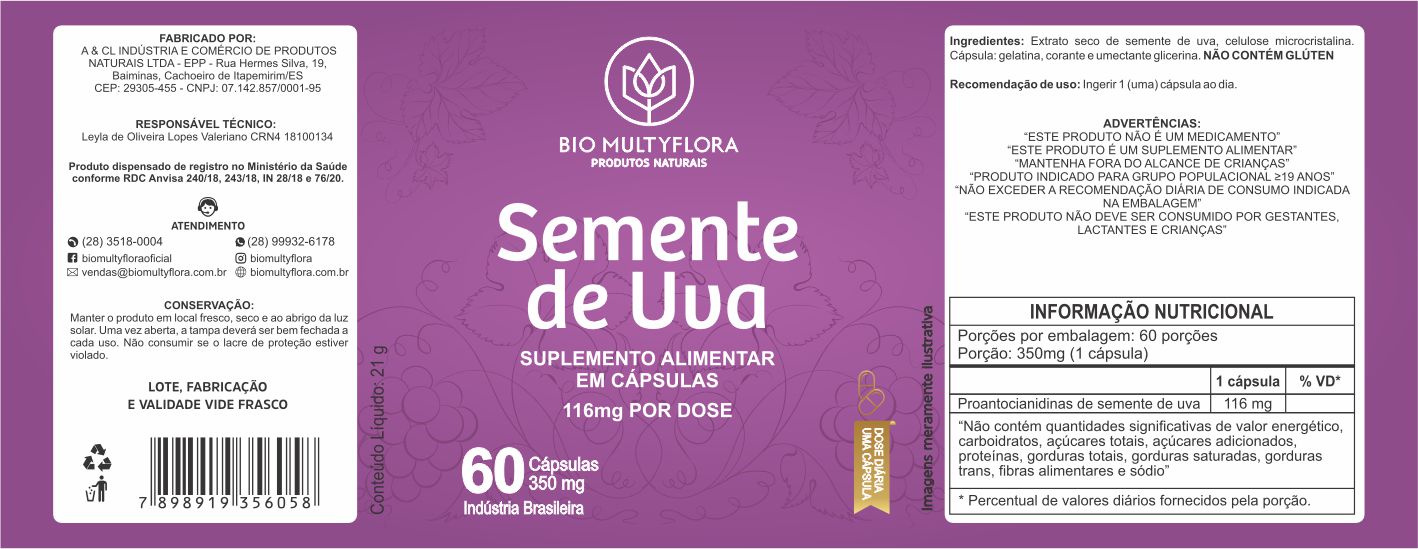 ROTULO 70X180 PERSON BOPP METALIZADO BIOMULTYFLORA SEMENTE DE UVA 60CAPS 350MG ANVISA (1000UNI)K ROTULO 70X180 PERSON BOPP METALIZADO BIOMULTYFLORA SEMENTE DE UVA 60CAPS 350MG ANVISA (1000UNI)K