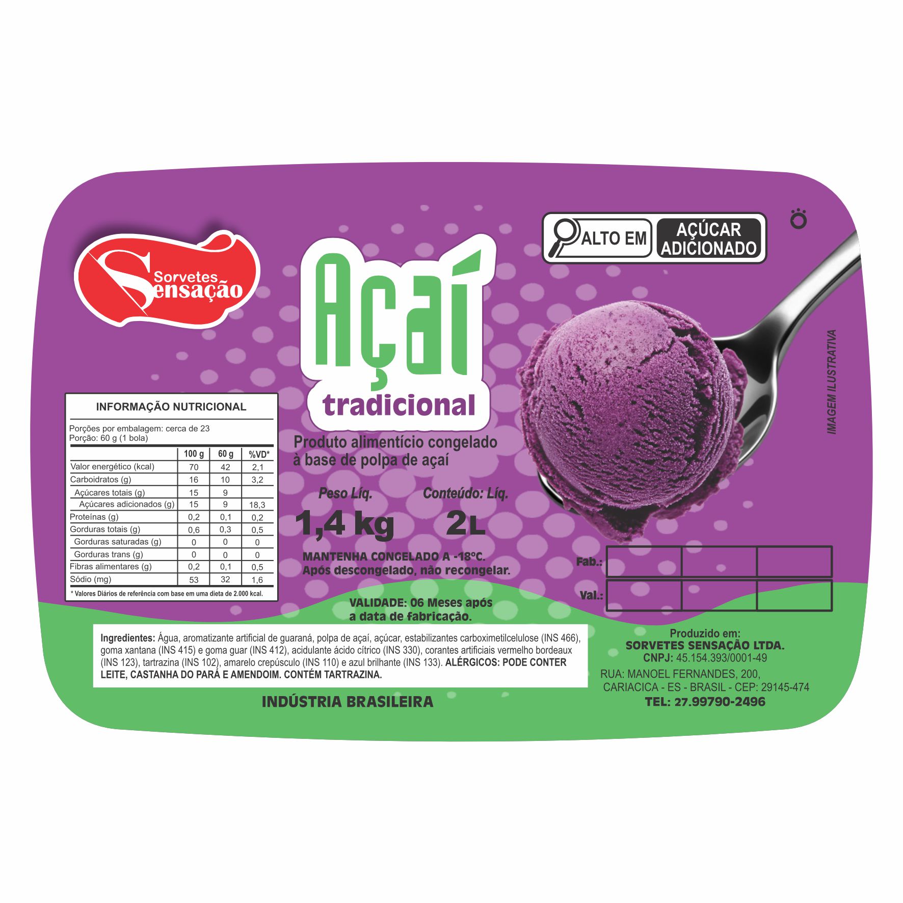 ETIQUETA 91X136/1 BOPP DURALYTE SENSAÇÃO AÇAI 2L - 70,5MTS