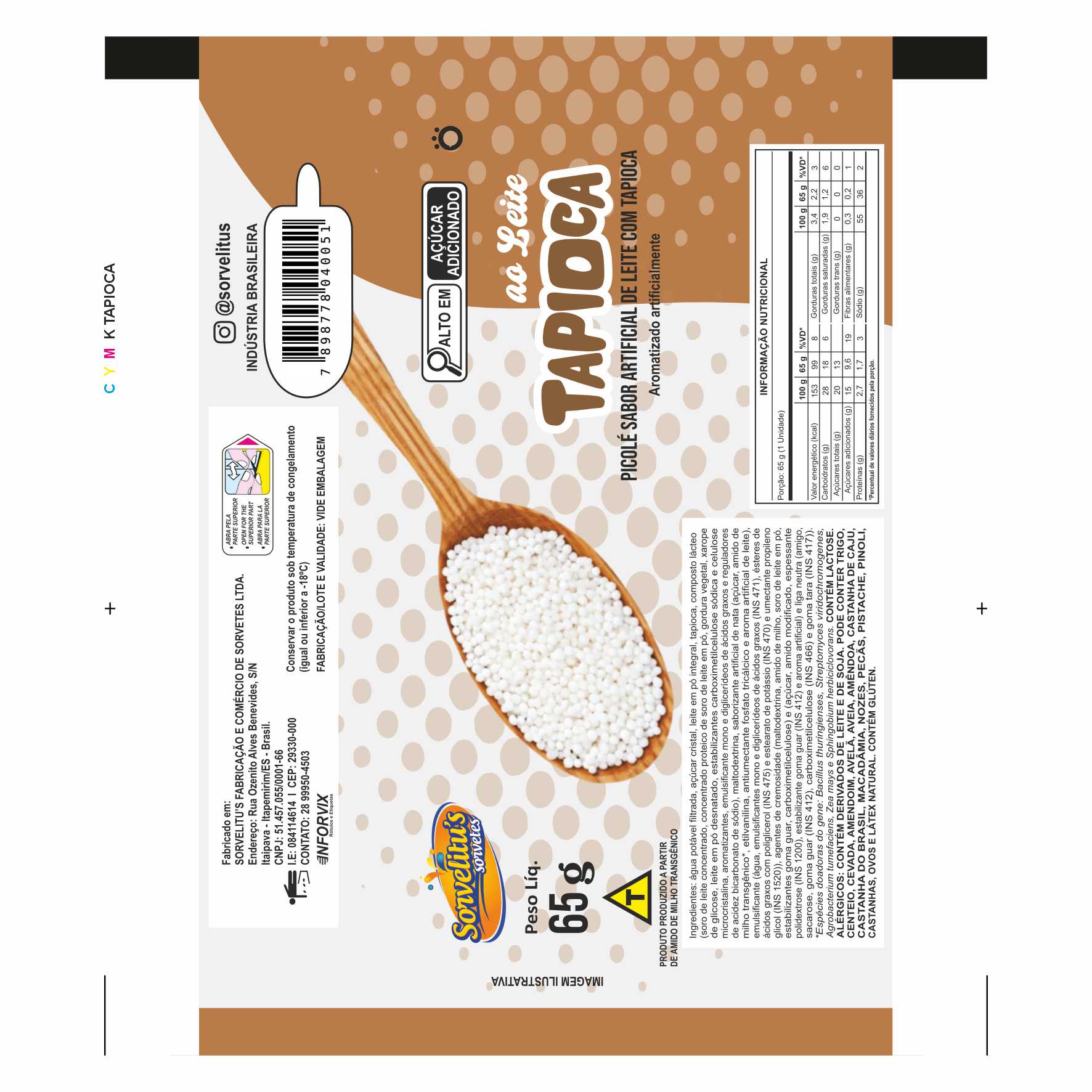 BOBINA BOPP LEITOSO PICOLÉ 6KG SORVELITUS TAPIOCA BOBINA BOPP LEITOSO PICOLÉ 6KG SORVELITUS TAPIOCA