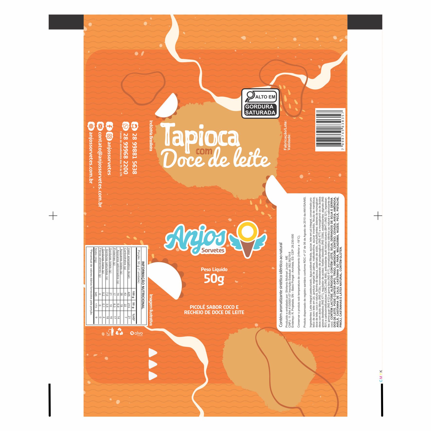 BOBINA BOPP LEITOSO PICOLE 6KG - SORVETES ANJOS TAPIOCA COM DOCE DE LEITE