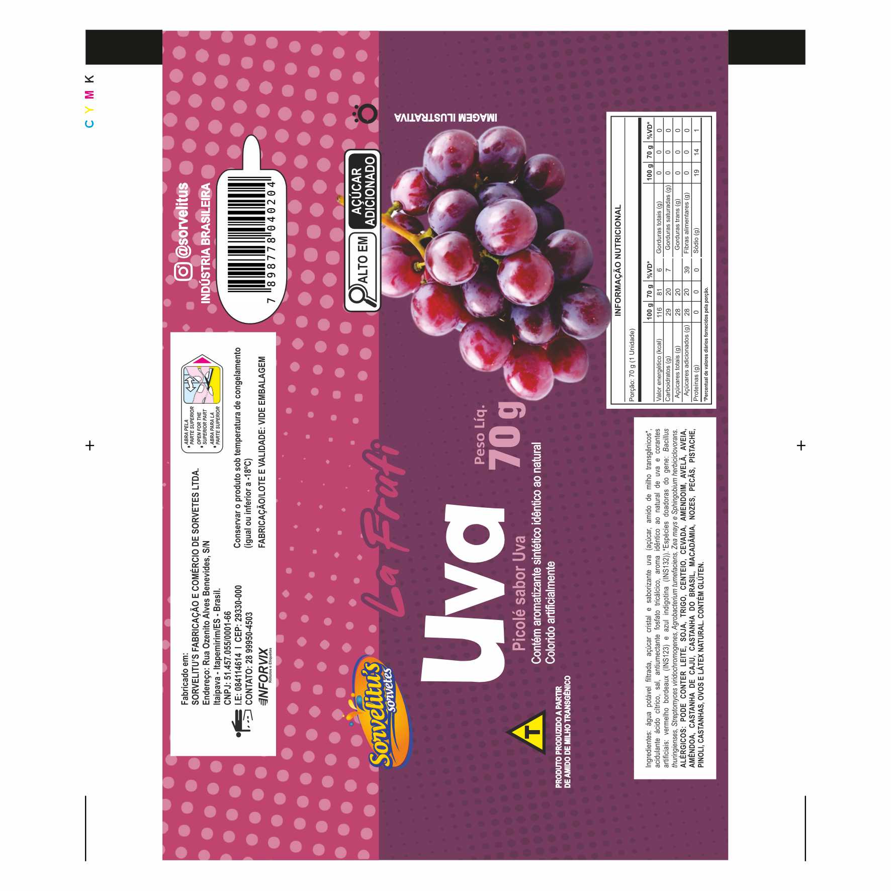 BOBINA BOPP LEITOSO PICOLÉ 6KG SORVELITUS UVA BOBINA BOPP LEITOSO PICOLÉ 6KG SORVELITUS UVA