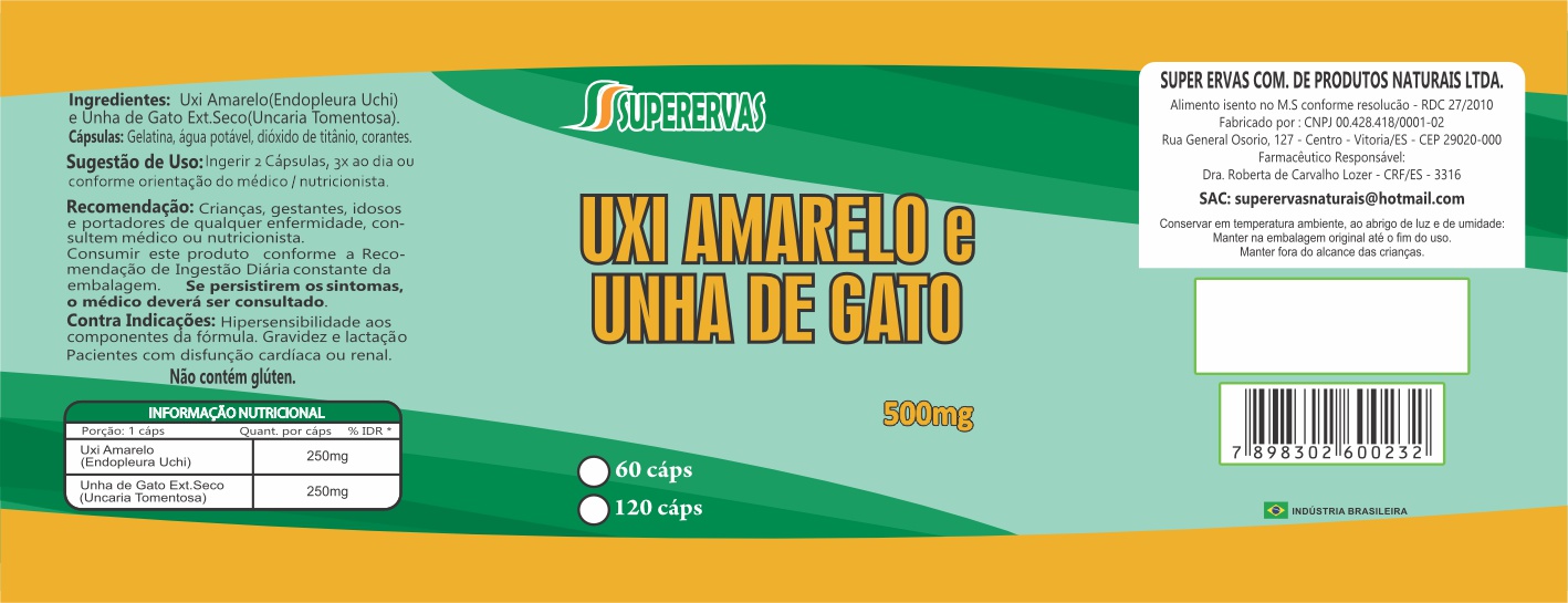 ETIQUETA 70X187 PERSON BOPP METALIZADO LAMINADO FOSCO SUPER ERVAS UXI AMARELO COM UNHA DE GATO CAPS (500UNID)K