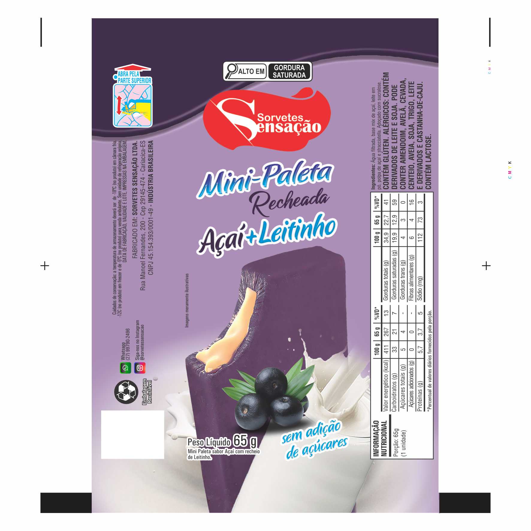 BOBINA BOPP LEITOSO PICOLÉ 6KG SORVETES SENSAÇÃO MINI PALETA AÇAI + LEITINHO BOBINA BOPP LEITOSO PICOLÉ 6KG SORVETES SENSAÇÃO MINI PALETA AÇAI + LEITINHO