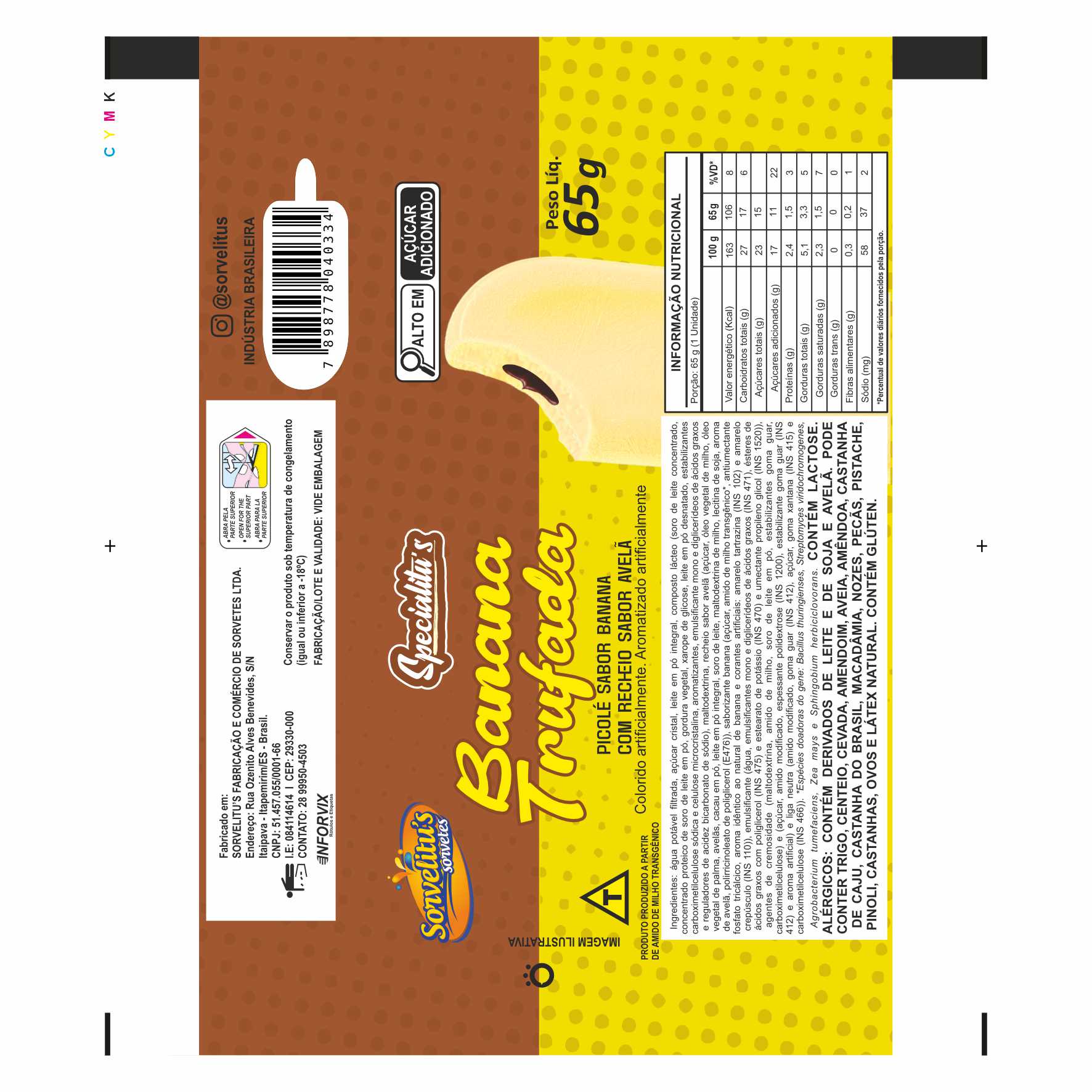 BOBINA BOPP LEITOSO PICOLÉ 6KG SORVELITUS BANANA TRUFADA BOBINA BOPP LEITOSO PICOLÉ 6KG SORVELITUS BANANA TRUFADA