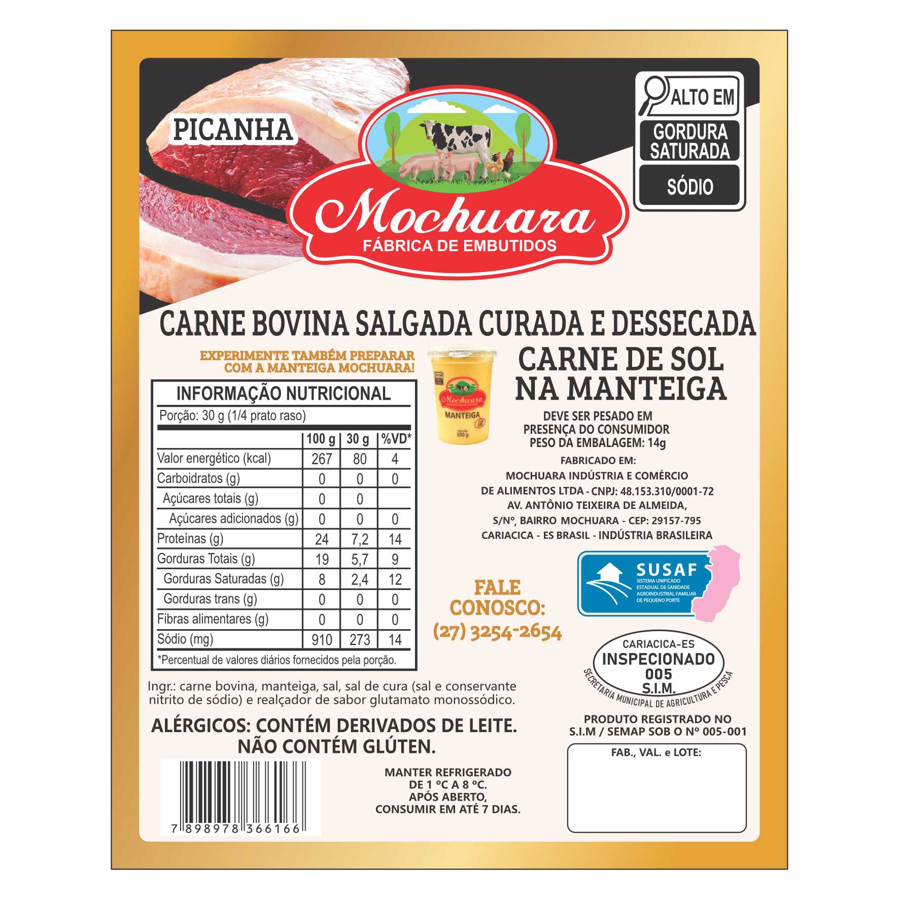ETIQUETA 100X125/1 DURALYTE MOCHUARA CARNE BOV SALG CURADA E DESS CARNE DE SOL NA MANTEIGA PICANHA 32MTS