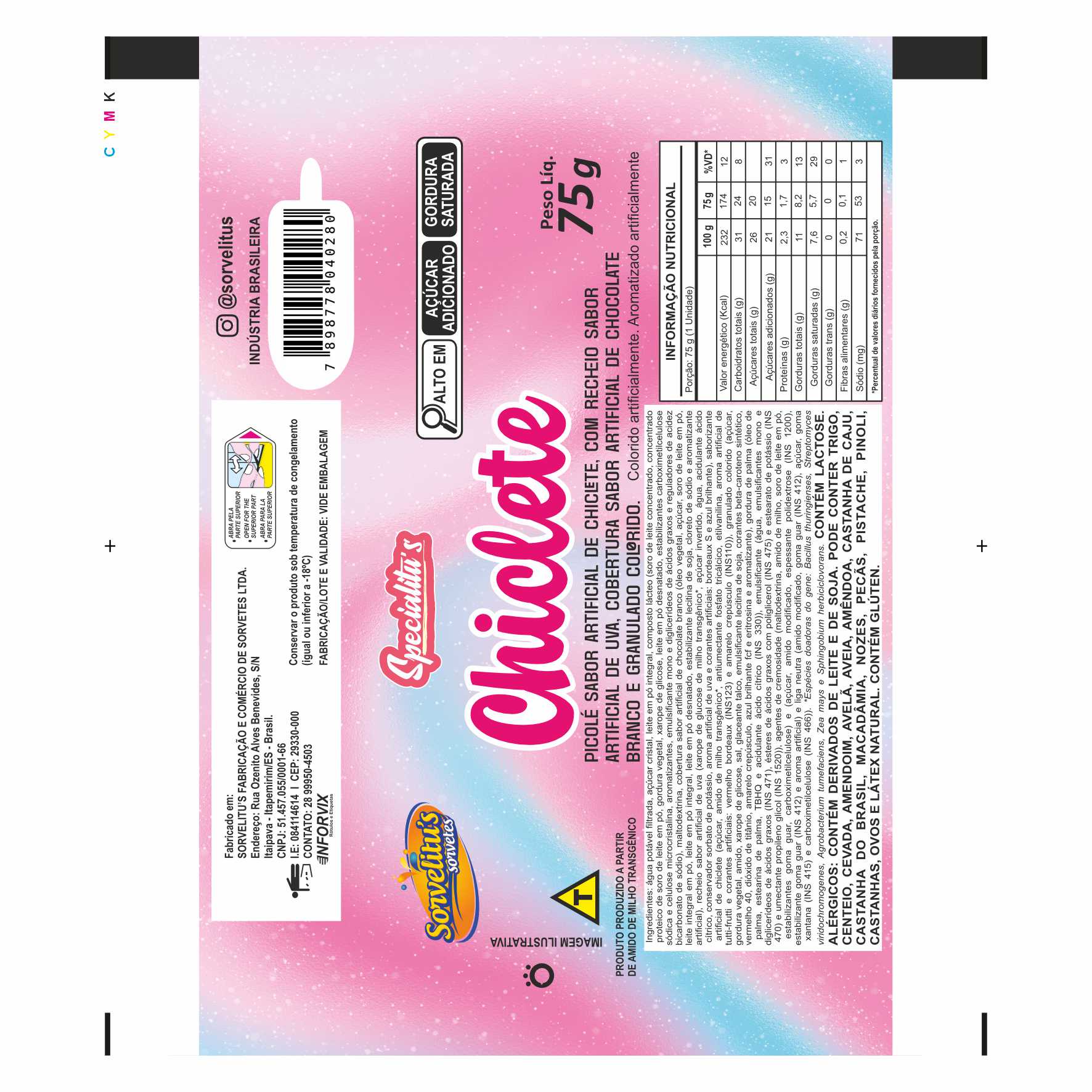 BOBINA BOPP LEITOSO PICOLÉ 6KG SORVELITUS CHICLETE BOBINA BOPP LEITOSO PICOLÉ 6KG SORVELITUS CHICLETE