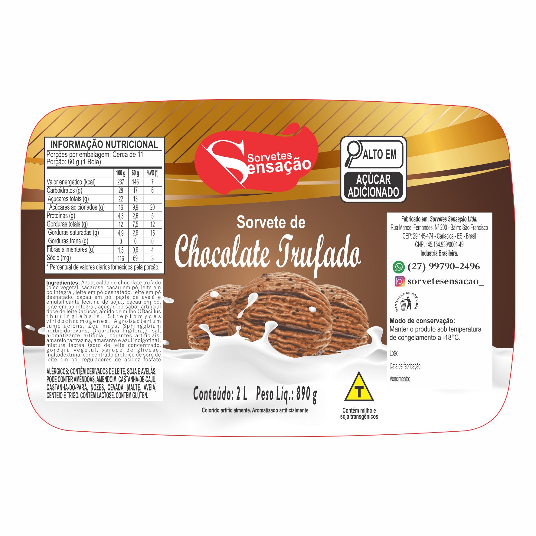 ETIQUETA 91X136/1 BOPP DURALYTE SENSAÇÃO CHOCOLATE TRUFADO 2L - 70,5MTS