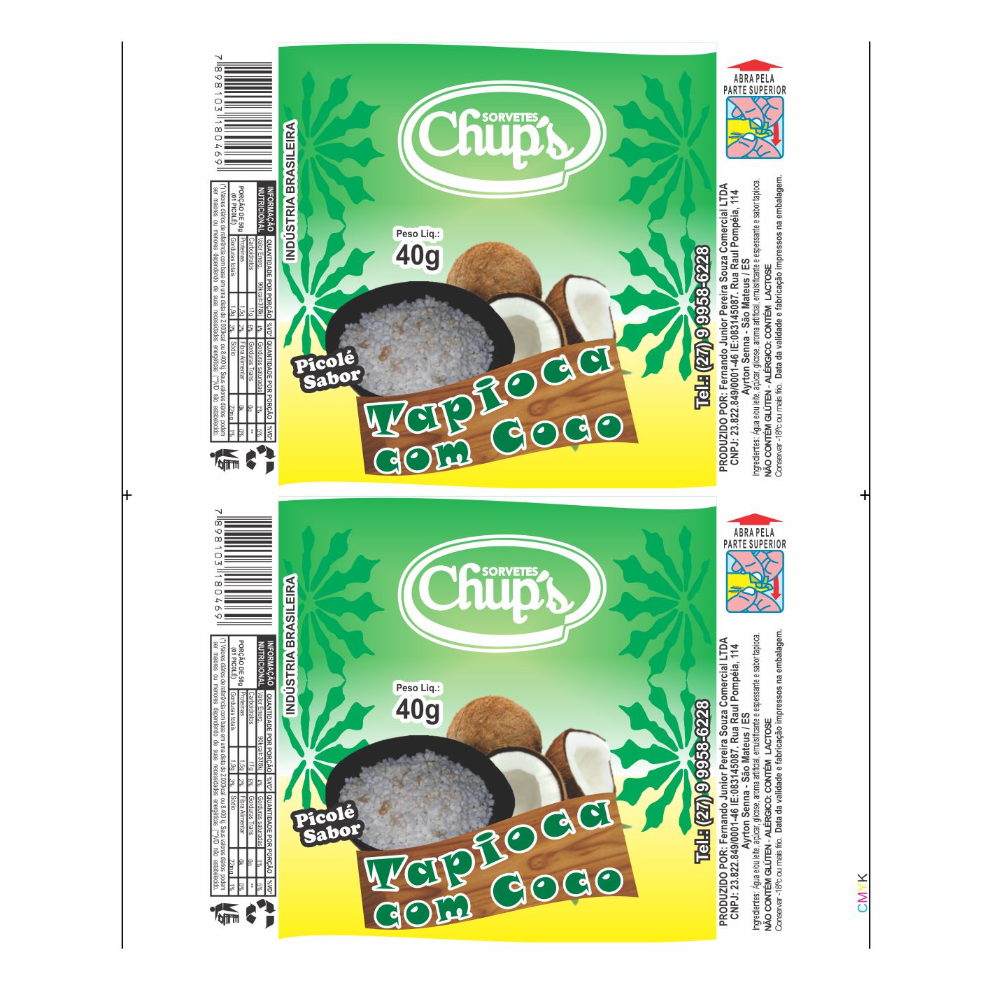 BOBINA BOPP LEITOSO PICOLÉ 6KG - CHUPS TAPIOCA COM COCO BOBINA BOPP LEITOSO PICOLÉ 6KG - CHUPS TAPIOCA COM COCO