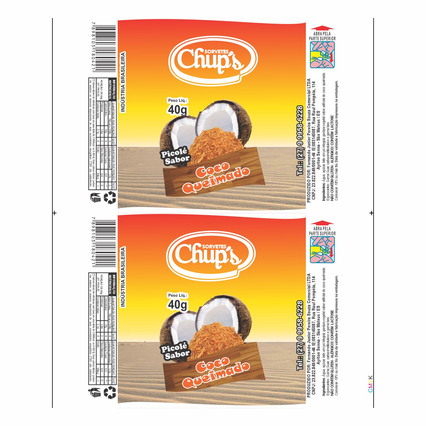 BOBINA BOPP LEITOSO PICOLÉ 6KG - CHUPS COCO QUEIMADO BOBINA BOPP LEITOSO PICOLÉ 6KG - CHUPS COCO QUEIMADO